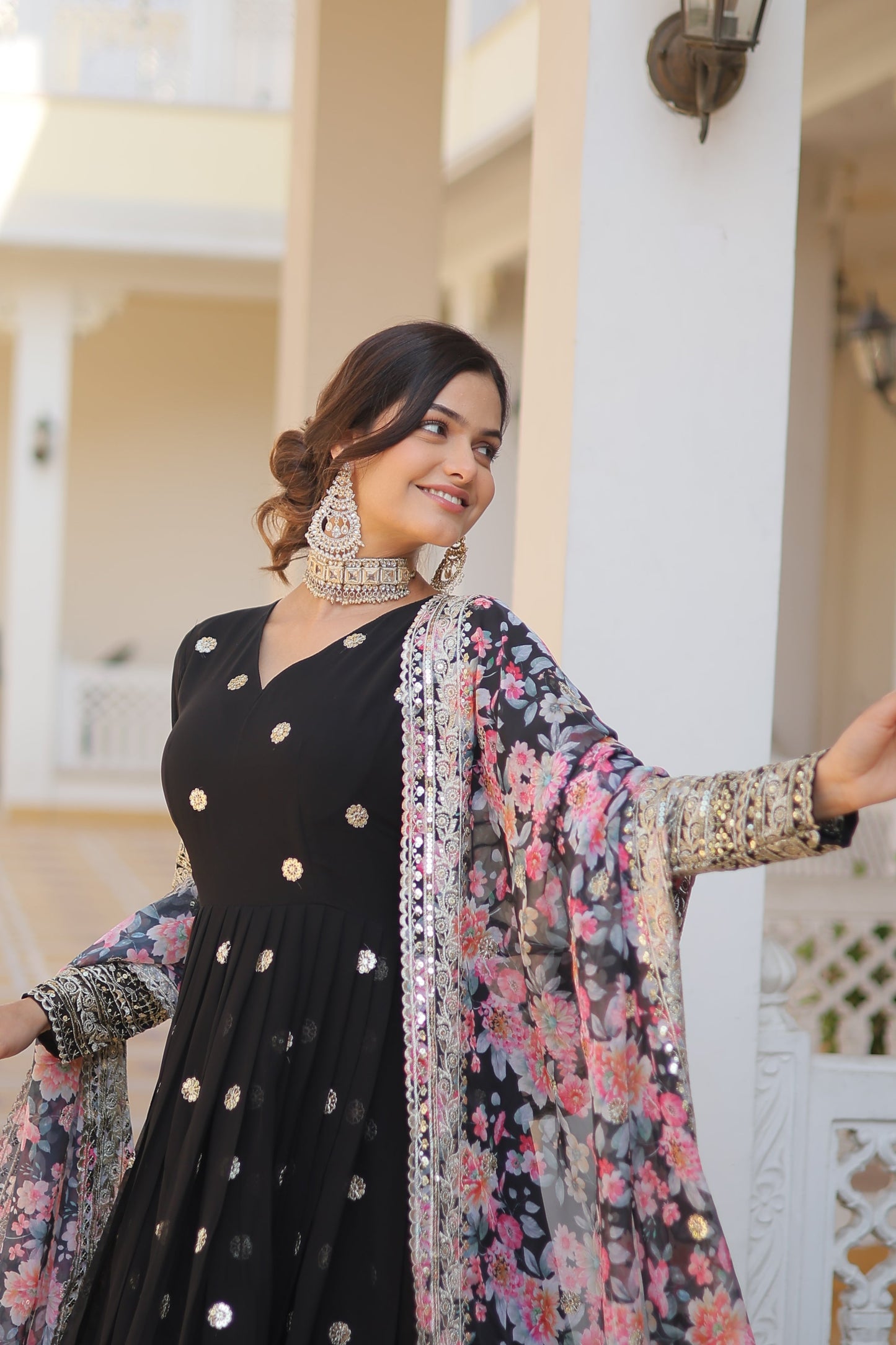 Graceful Faux Georgette Suit with Embroidery Zari & Sequins Work – Partywear Ethnic Outfit