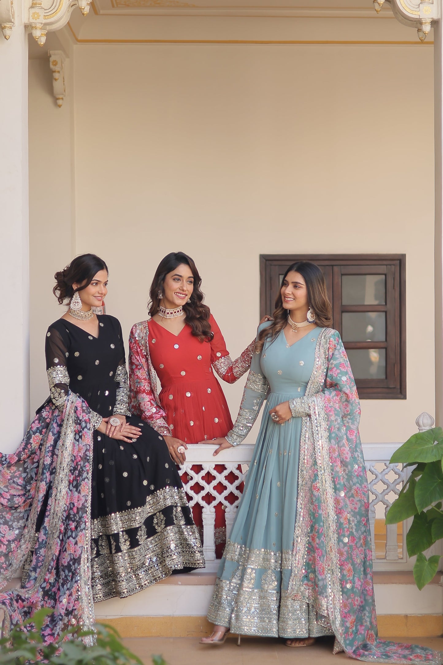 Graceful Faux Georgette Suit with Embroidery Zari & Sequins Work – Partywear Ethnic Outfit