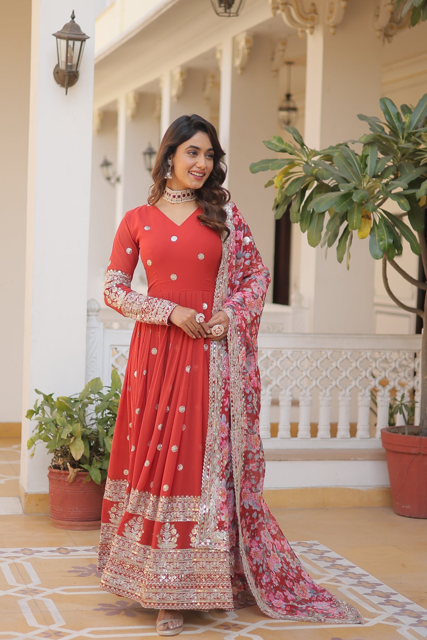 Graceful Faux Georgette Suit with Embroidery Zari & Sequins Work – Partywear Ethnic Outfit