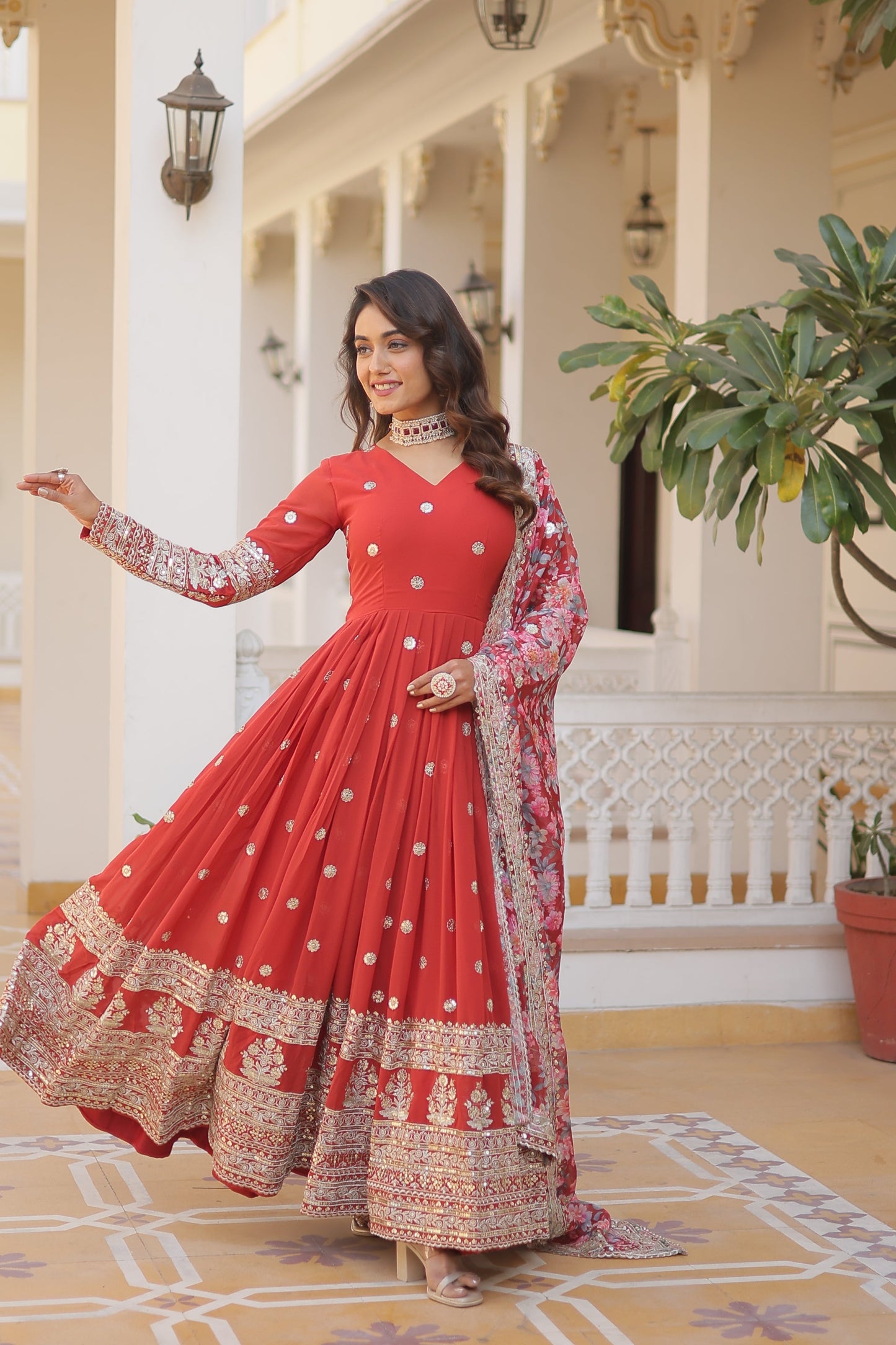 Graceful Faux Georgette Suit with Embroidery Zari & Sequins Work – Partywear Ethnic Outfit