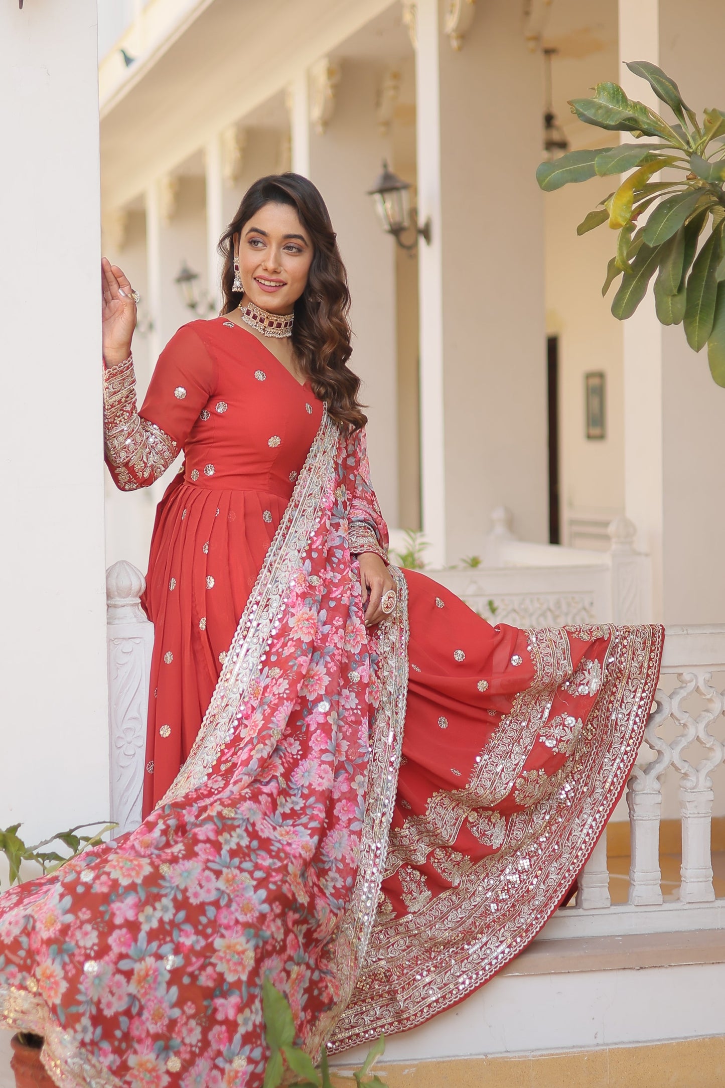 Graceful Faux Georgette Suit with Embroidery Zari & Sequins Work – Partywear Ethnic Outfit