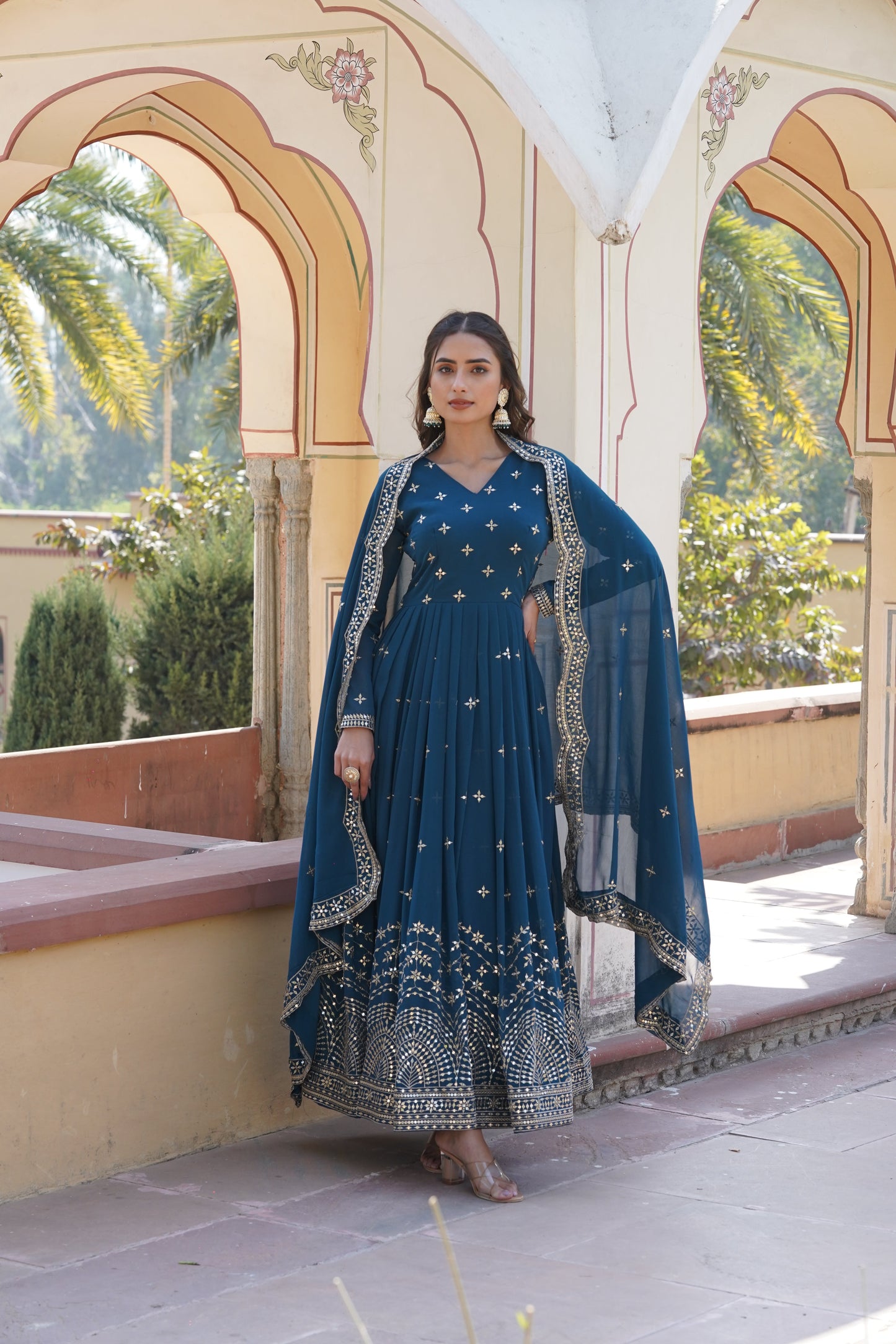 Designer Faux Blooming Outfit with Heavy Zari & Sequins Embroidery – Perfect for Wedding & Partywear