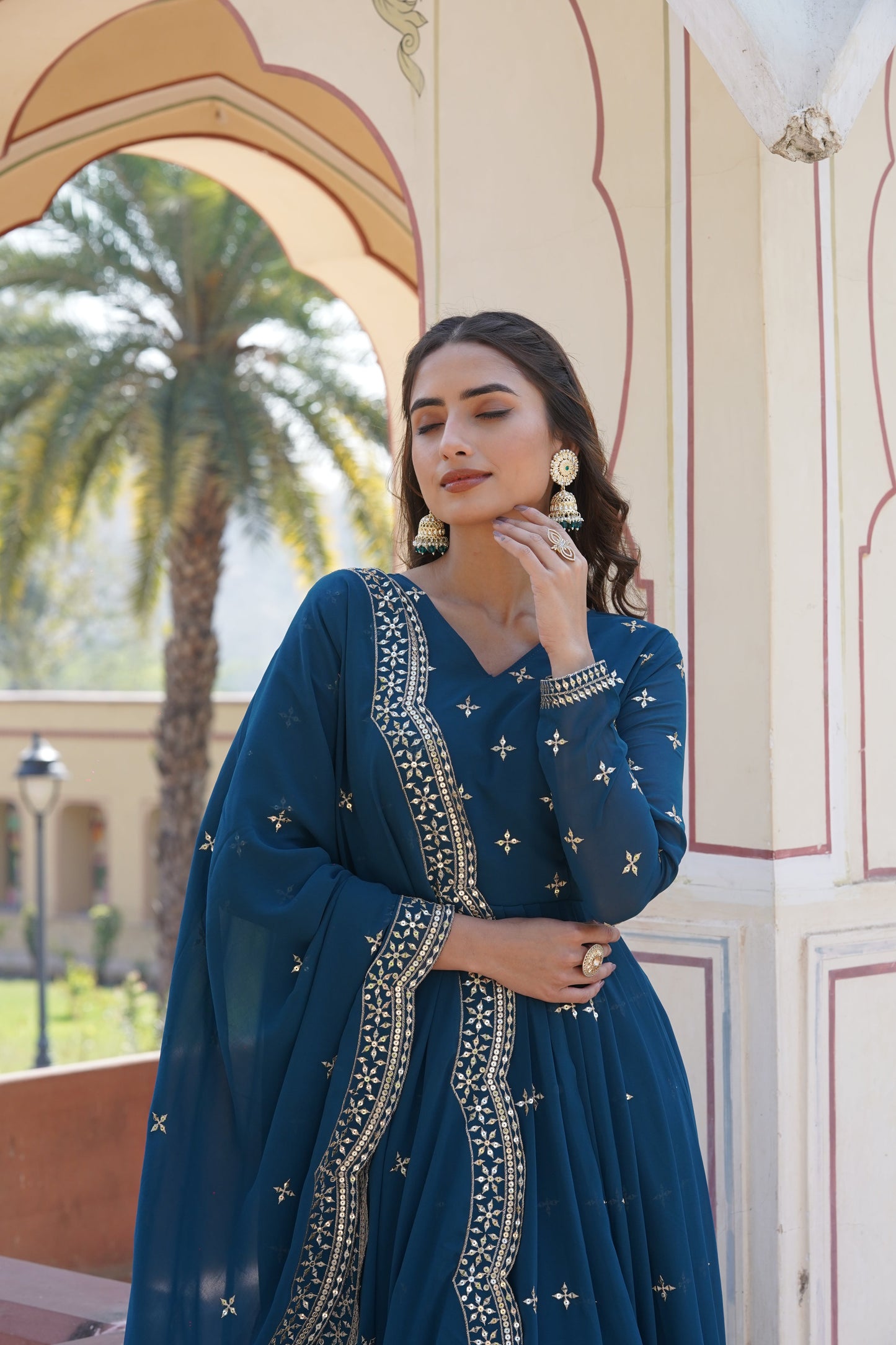 Designer Faux Blooming Outfit with Heavy Zari & Sequins Embroidery – Perfect for Wedding & Partywear