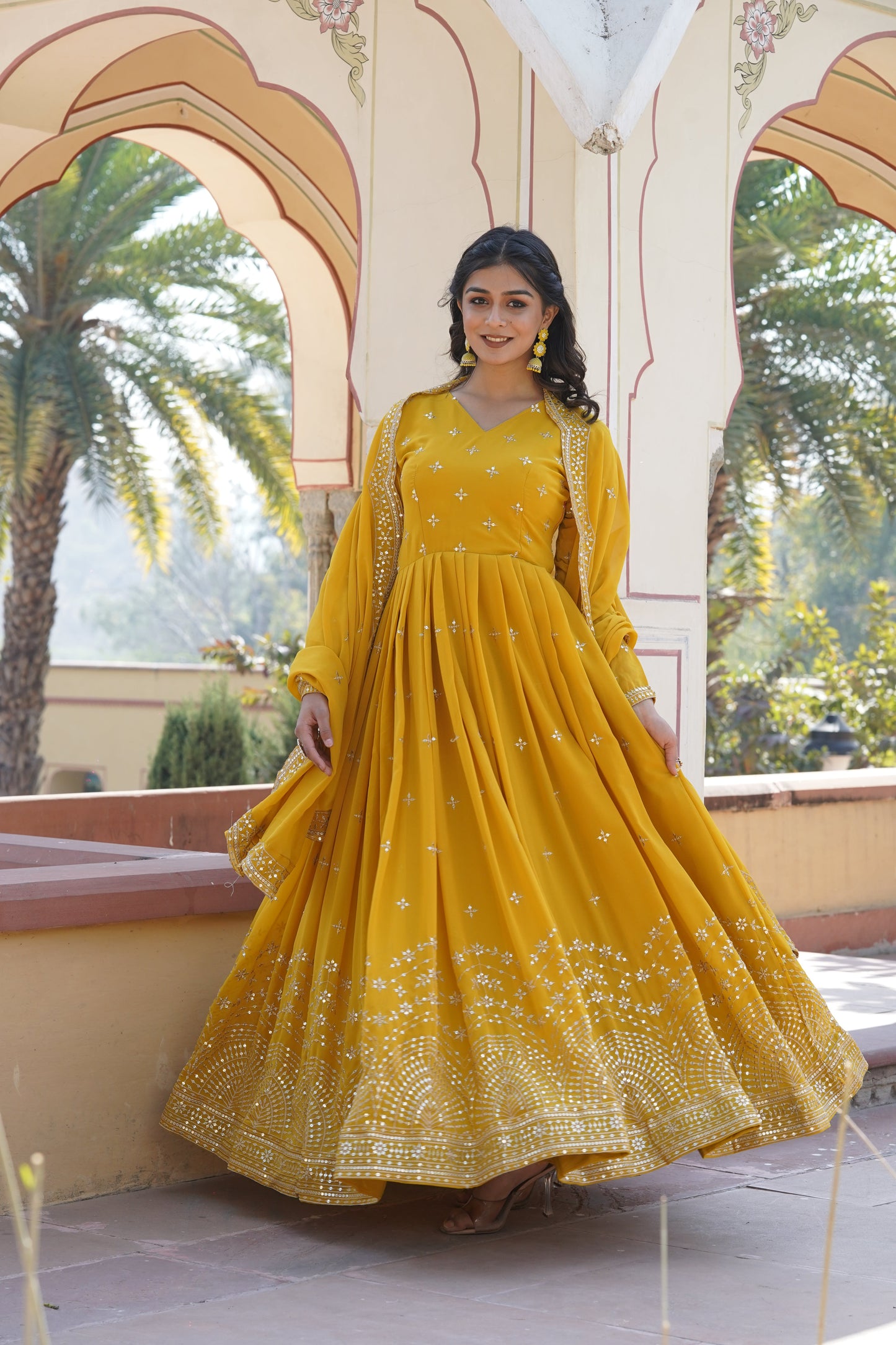 Designer Faux Blooming Outfit with Heavy Zari & Sequins Embroidery – Perfect for Wedding & Partywear