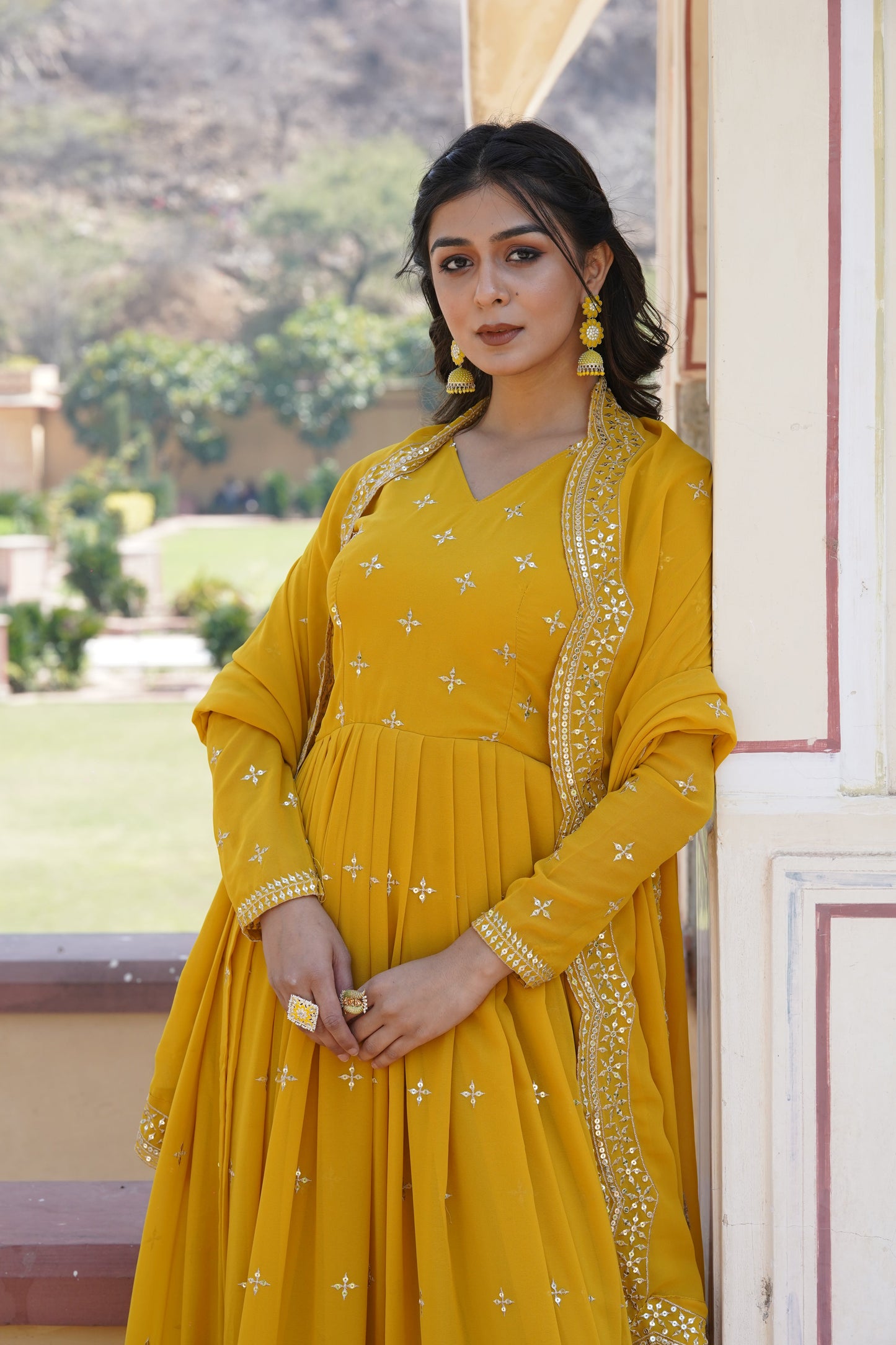 Designer Faux Blooming Outfit with Heavy Zari & Sequins Embroidery – Perfect for Wedding & Partywear