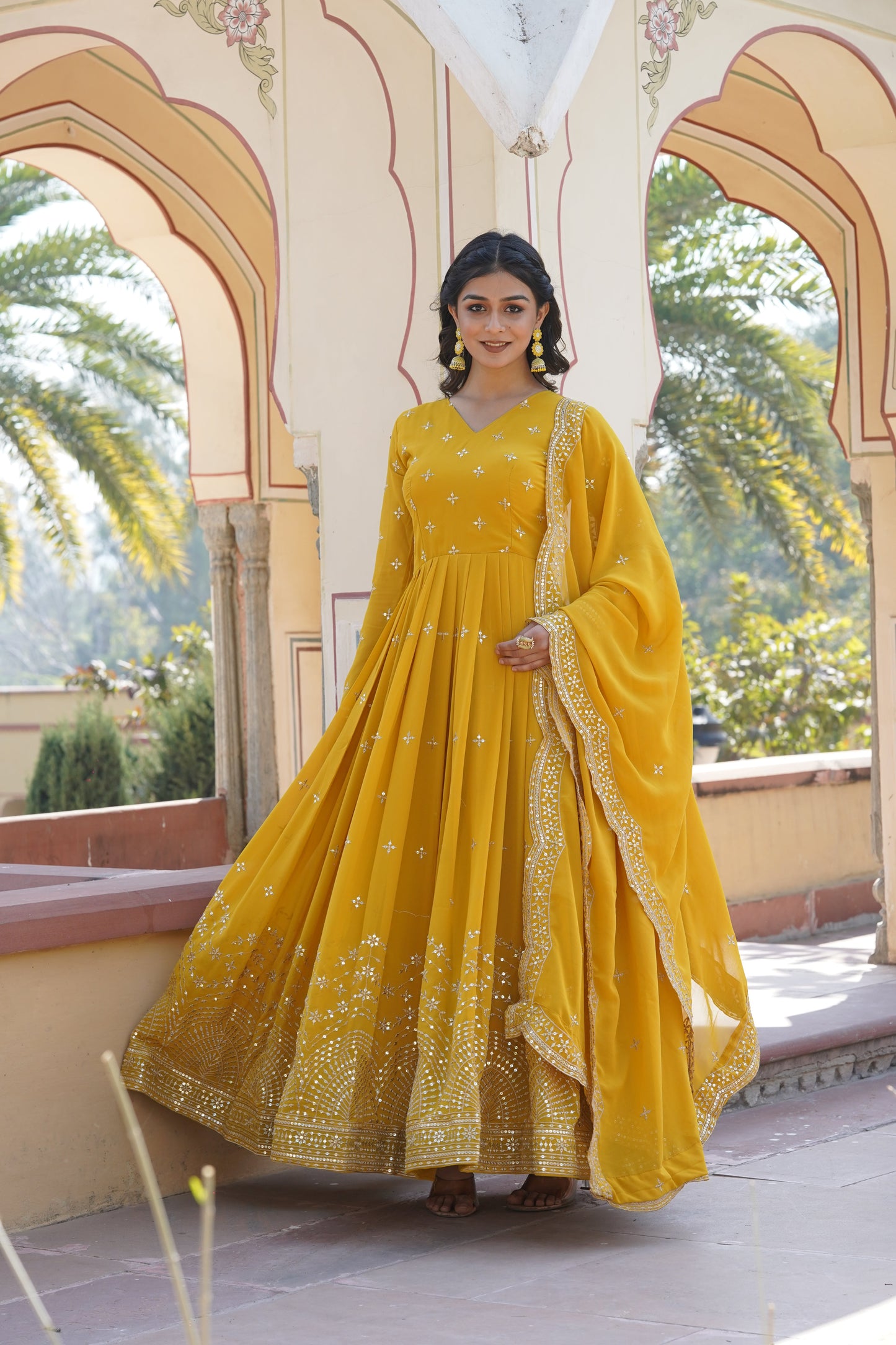 Designer Faux Blooming Outfit with Heavy Zari & Sequins Embroidery – Perfect for Wedding & Partywear
