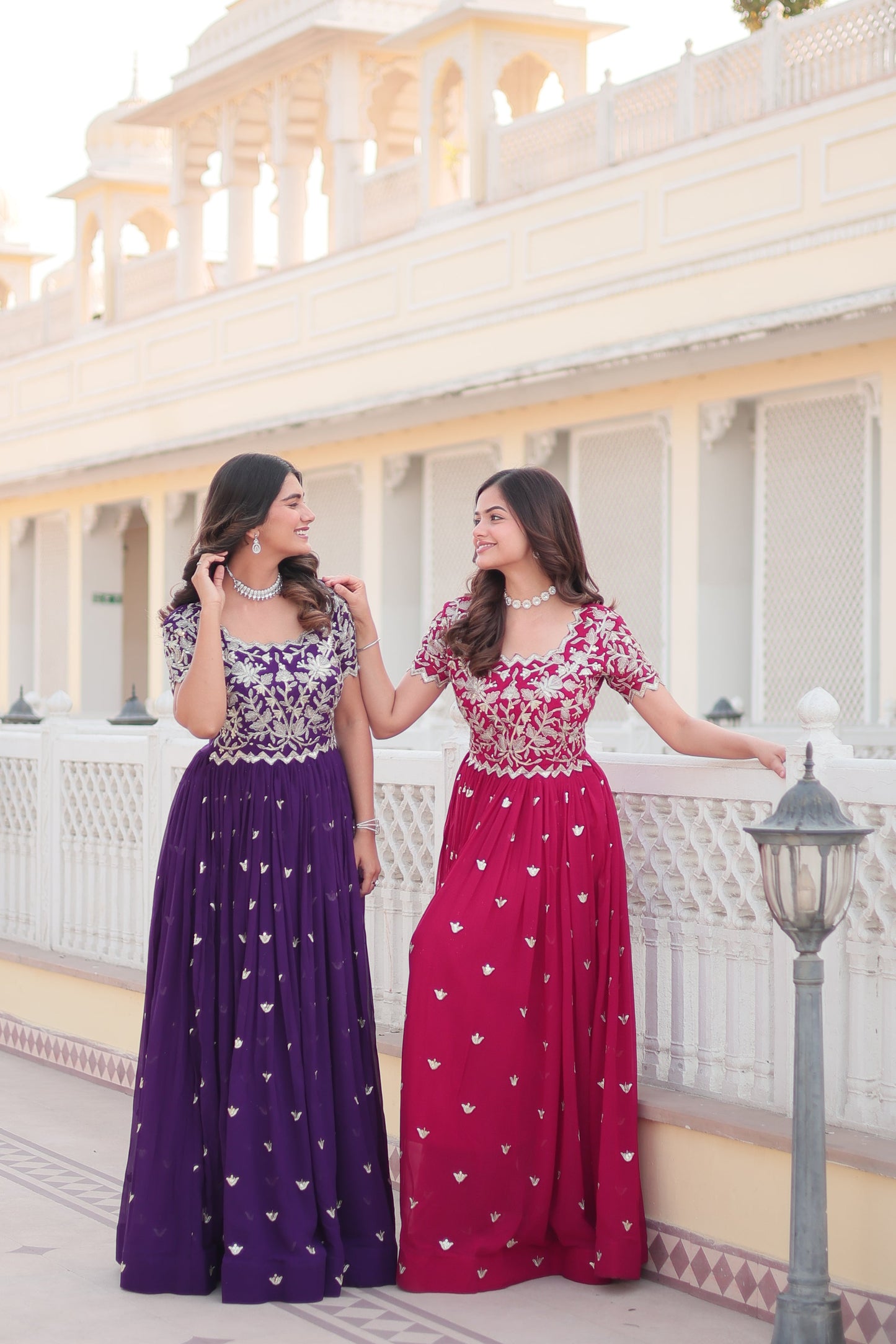 Stylish Faux Blooming Fabric Ensemble with Intricate Zari & Sequins Embroidery – Ready-to-Wear Ethnic Set