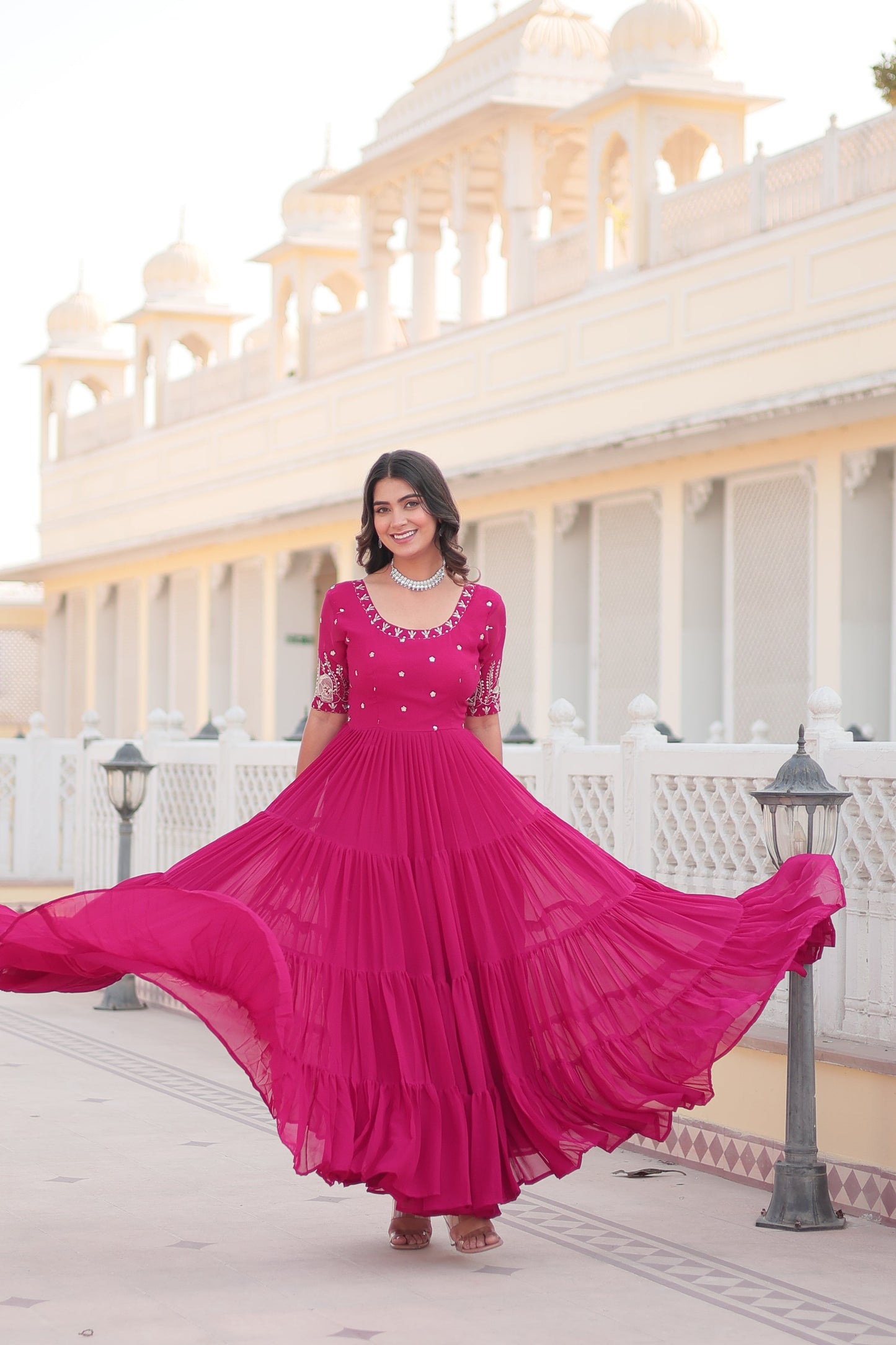 Premium Faux Blooming Ethnic Wear with Zari & Sequins Embroidery โ Festive & Occasion Ready Outfit