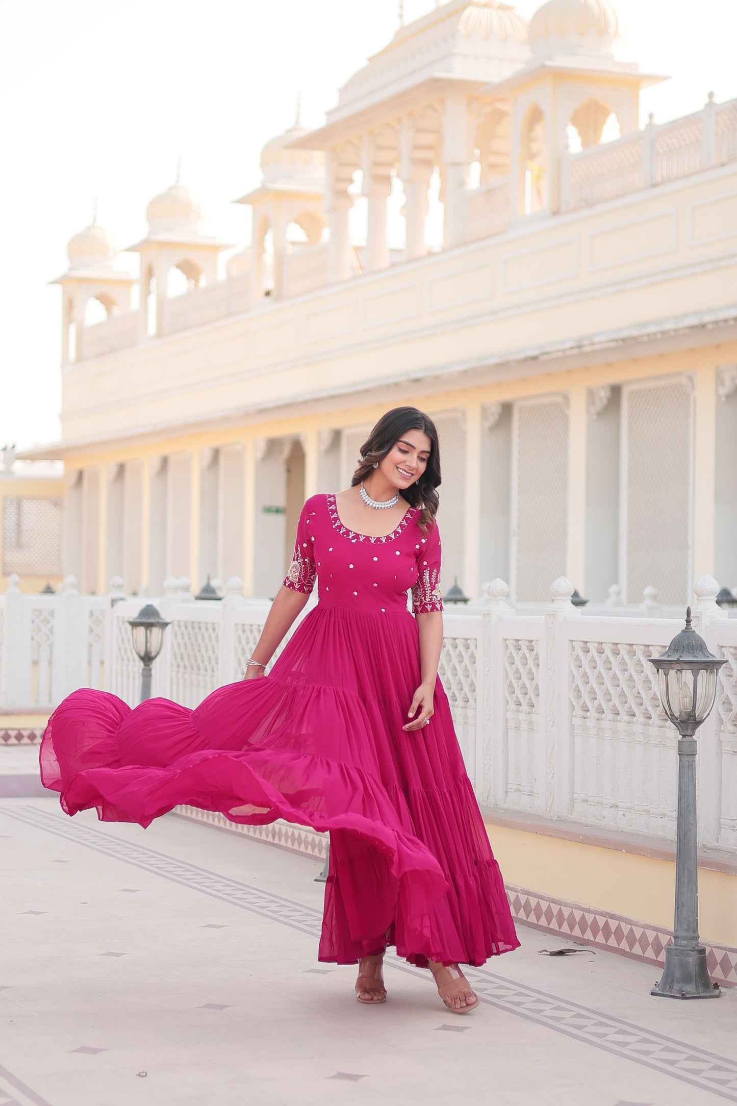 Premium Faux Blooming Ethnic Wear with Zari & Sequins Embroidery โ Festive & Occasion Ready Outfit