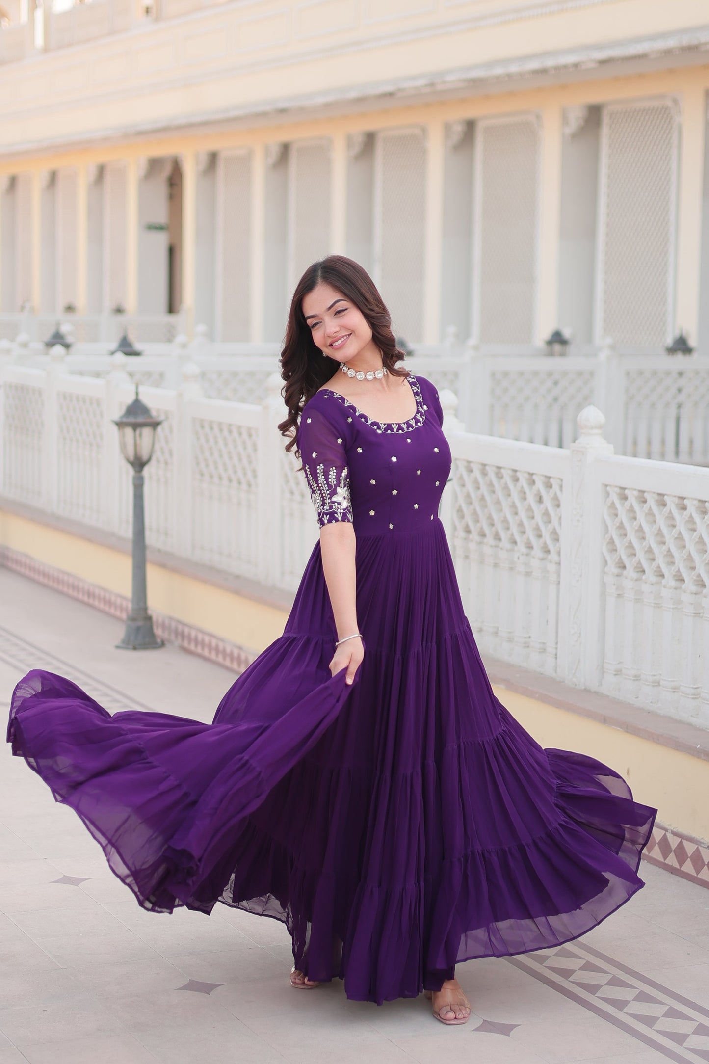 Premium Faux Blooming Ethnic Wear with Zari & Sequins Embroidery โ Festive & Occasion Ready Outfit