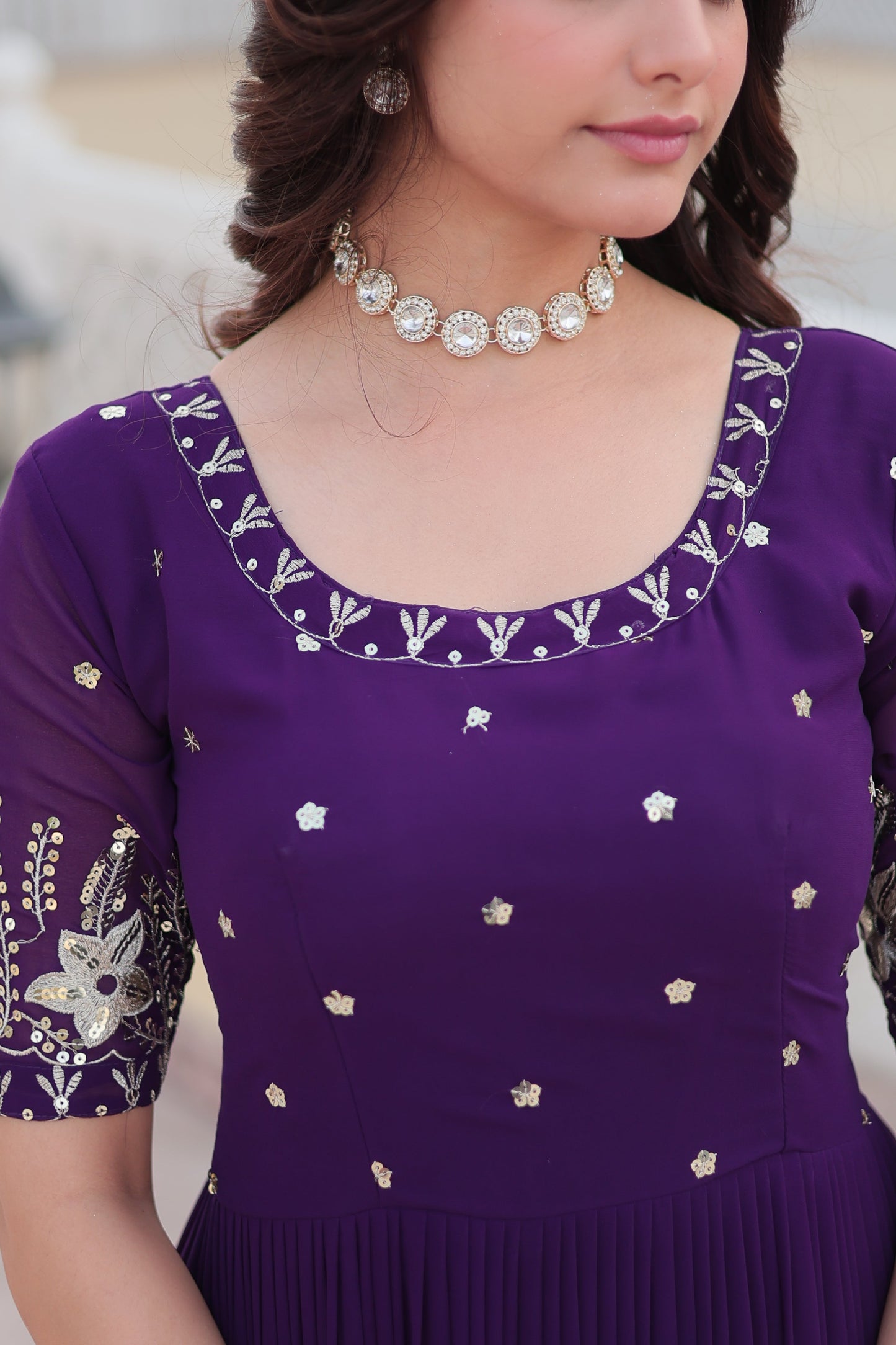 Premium Faux Blooming Ethnic Wear with Zari & Sequins Embroidery โ Festive & Occasion Ready Outfit