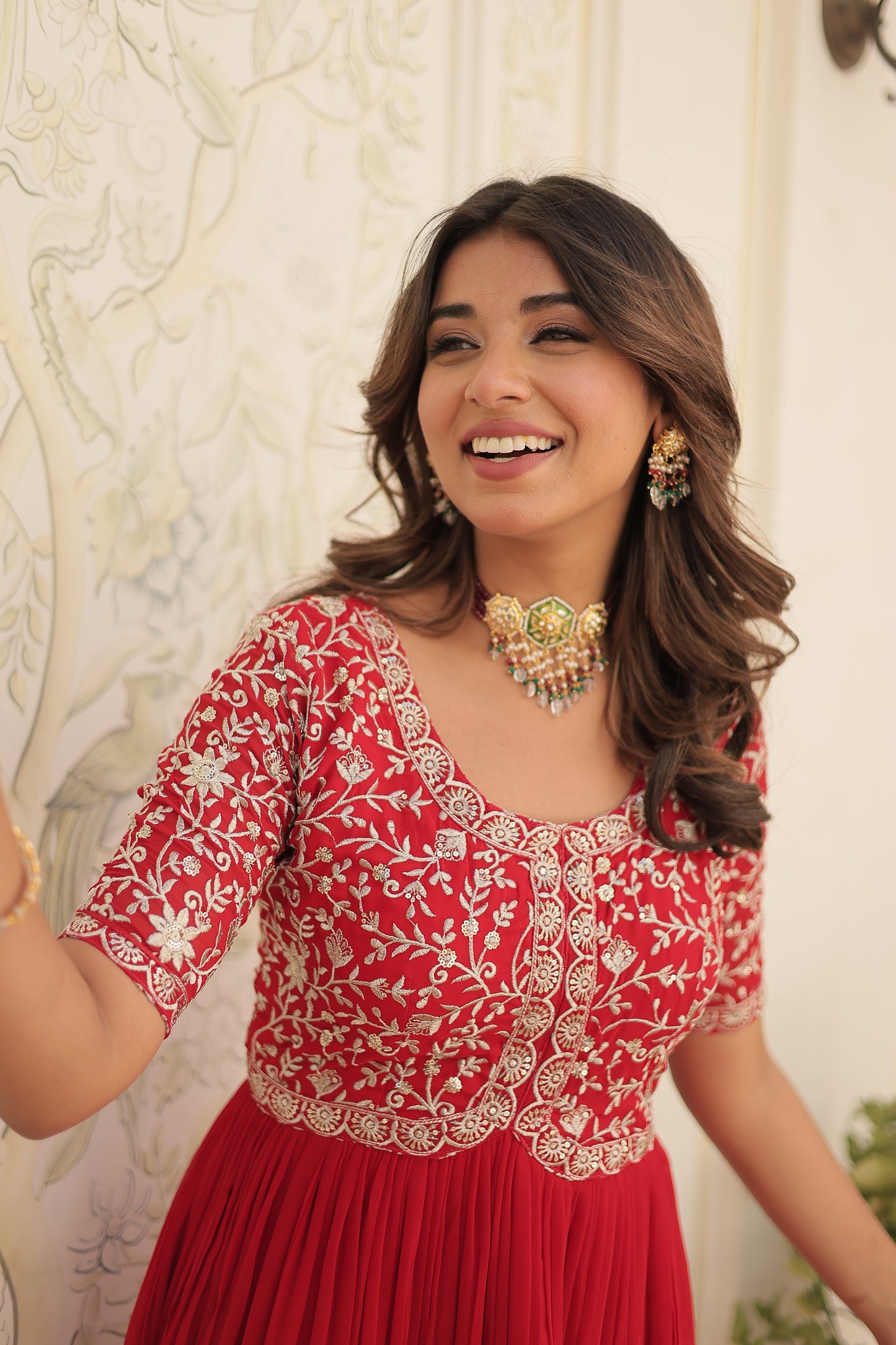 Designer Gown is luxury clothing Considered to be high quality Made by Zari-Thread & Sequins Embroidery.
