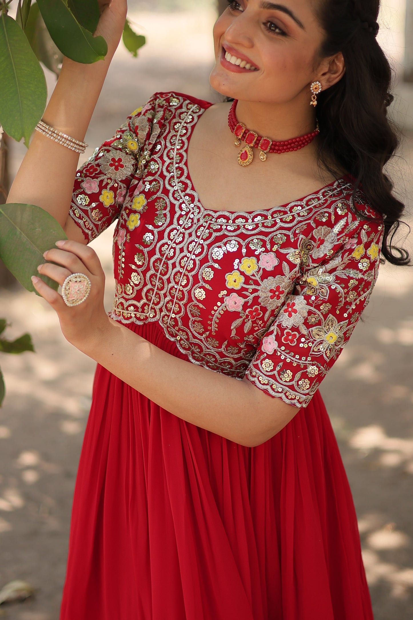 Designer Gown is luxury clothing Considered to be high quality Made by Zari-Thread & Sequins Embroidery