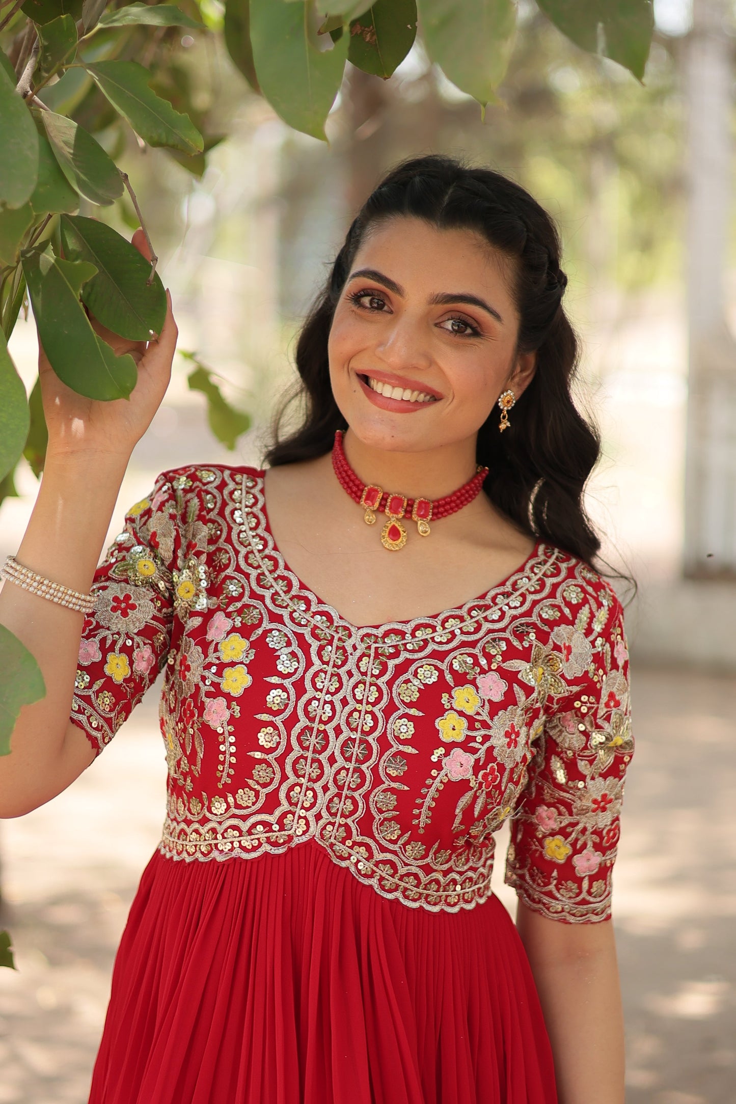 Designer Gown is luxury clothing Considered to be high quality Made by Zari-Thread & Sequins Embroidery