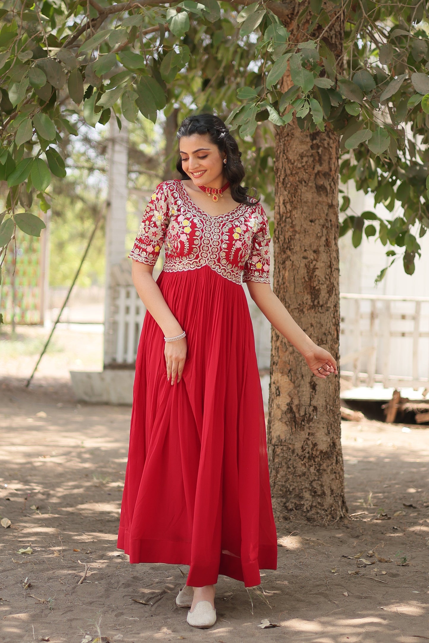 Designer Gown is luxury clothing Considered to be high quality Made by Zari-Thread & Sequins Embroidery