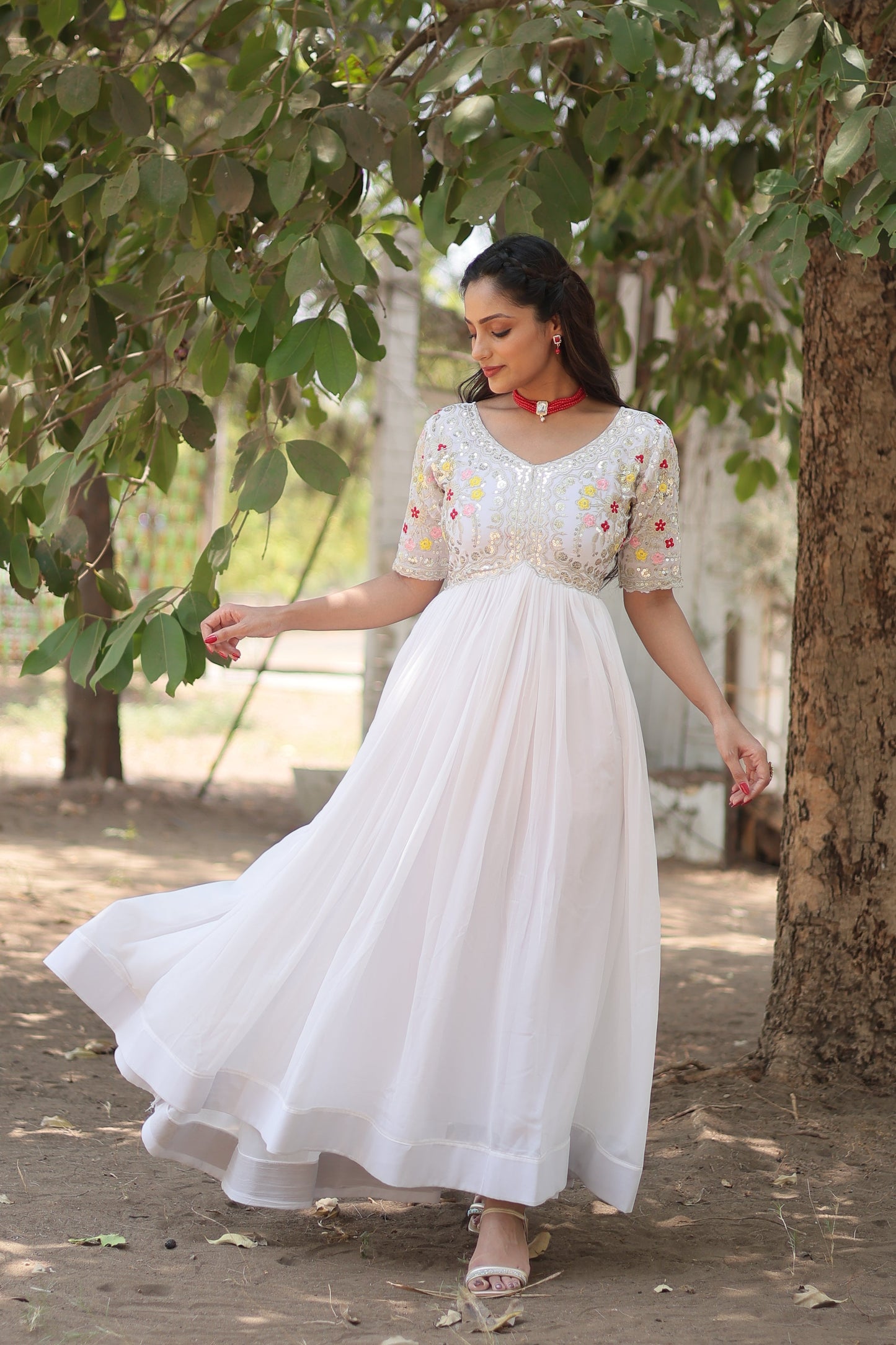 Designer Gown is luxury clothing Considered to be high quality Made by Zari-Thread & Sequins Embroidery