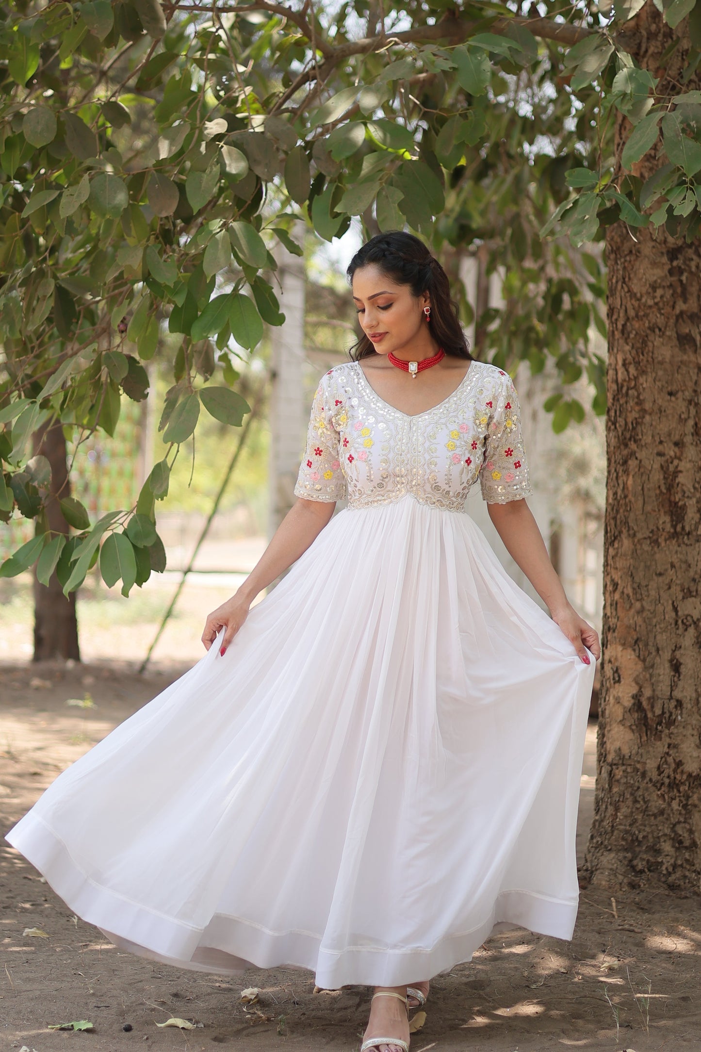 Designer Gown is luxury clothing Considered to be high quality Made by Zari-Thread & Sequins Embroidery