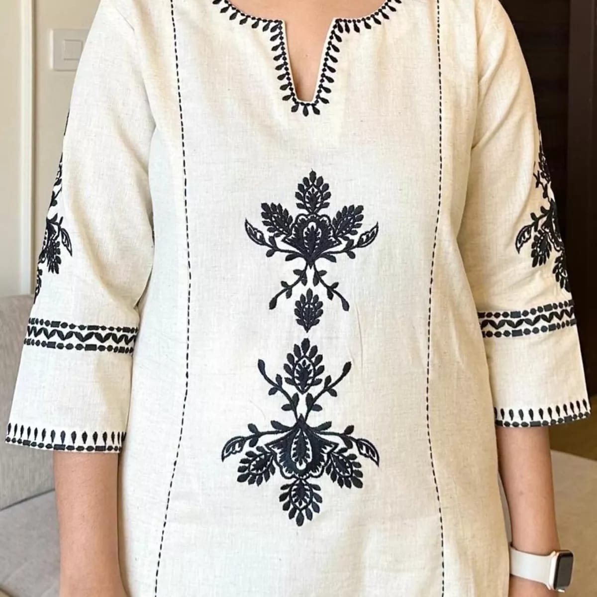 Elegant Hand-Embroidered Ivory Co-ord Set – Timeless Craftsmanship & Modern Comfort