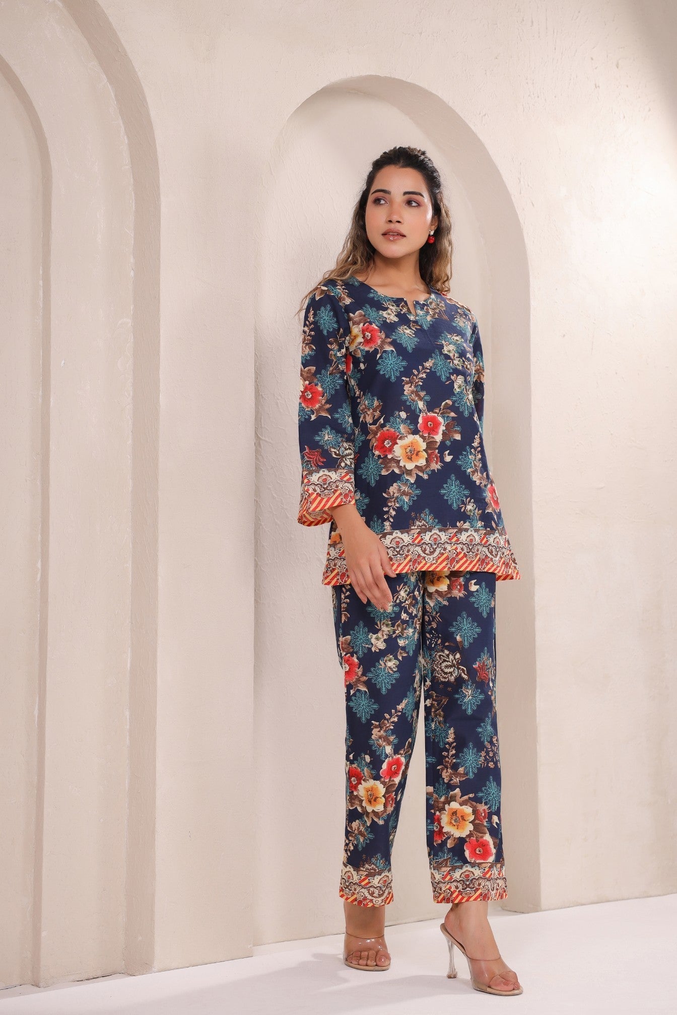 Midnight Elegance – Luxe Floral Co-ord Set