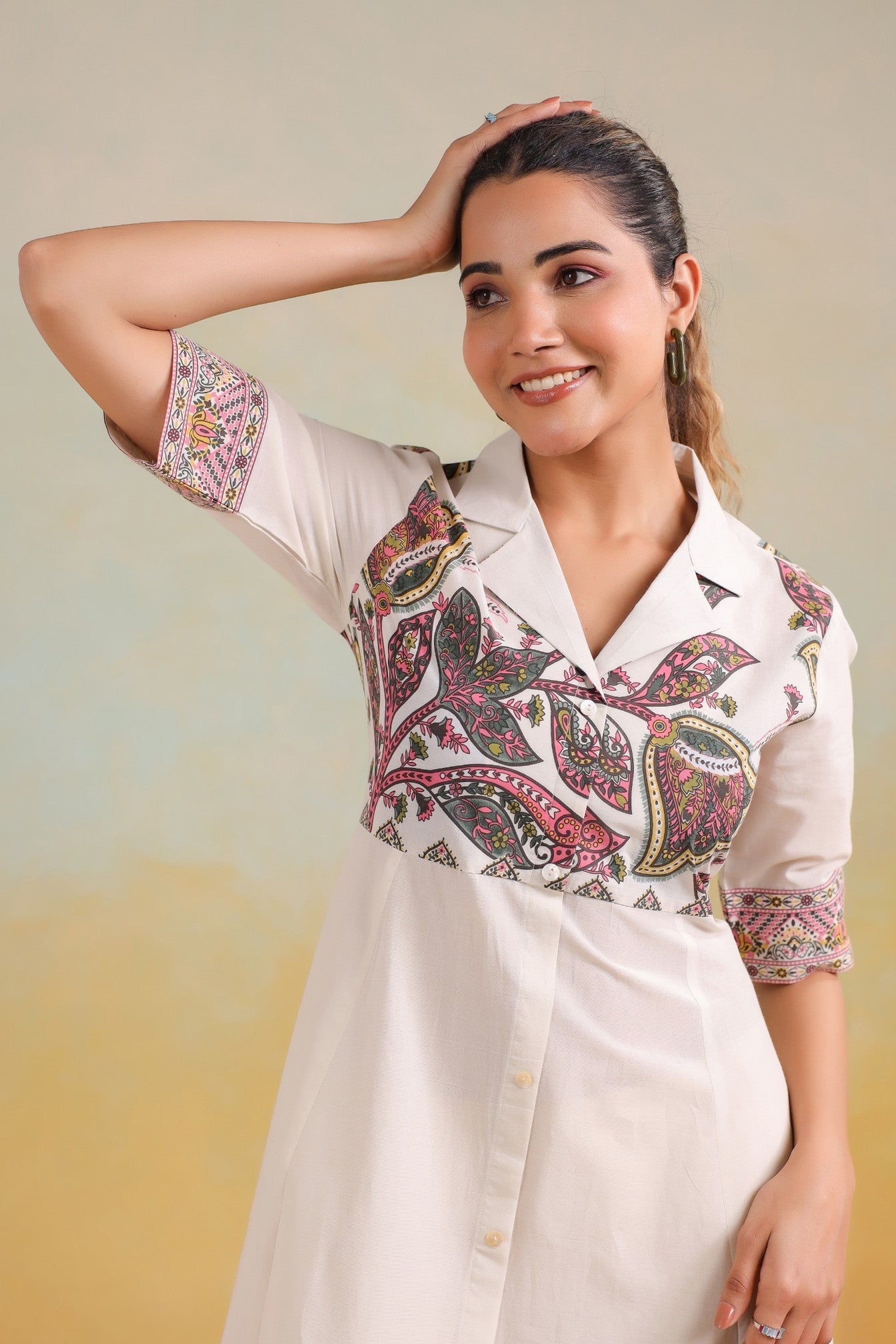 Ivory Grace – Luxe Embroidered A-Line Dress