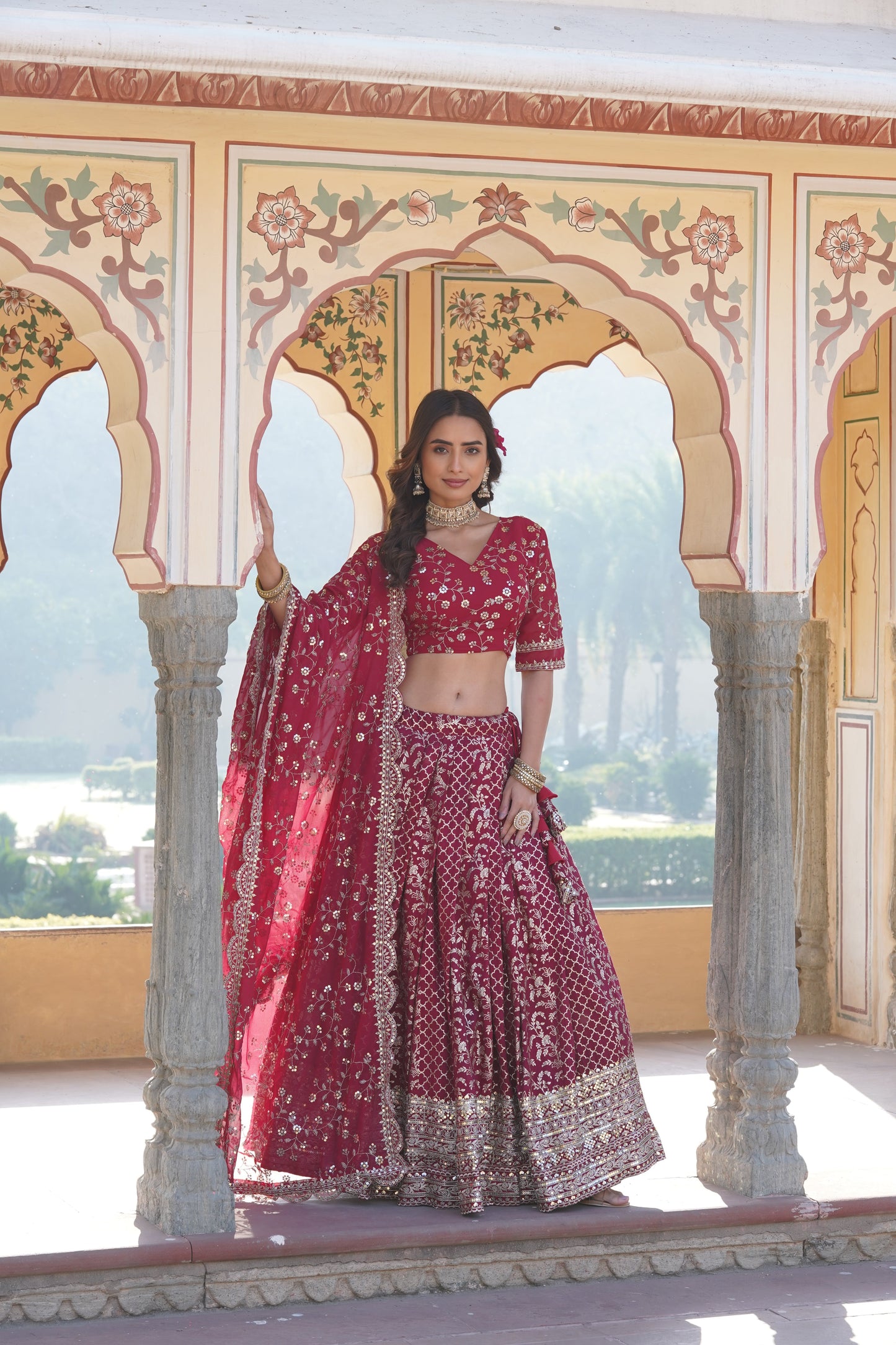 💕 Designer Pure Viscose Jacquard fabric Lehenga Choli & Dupatta Set💃🏻