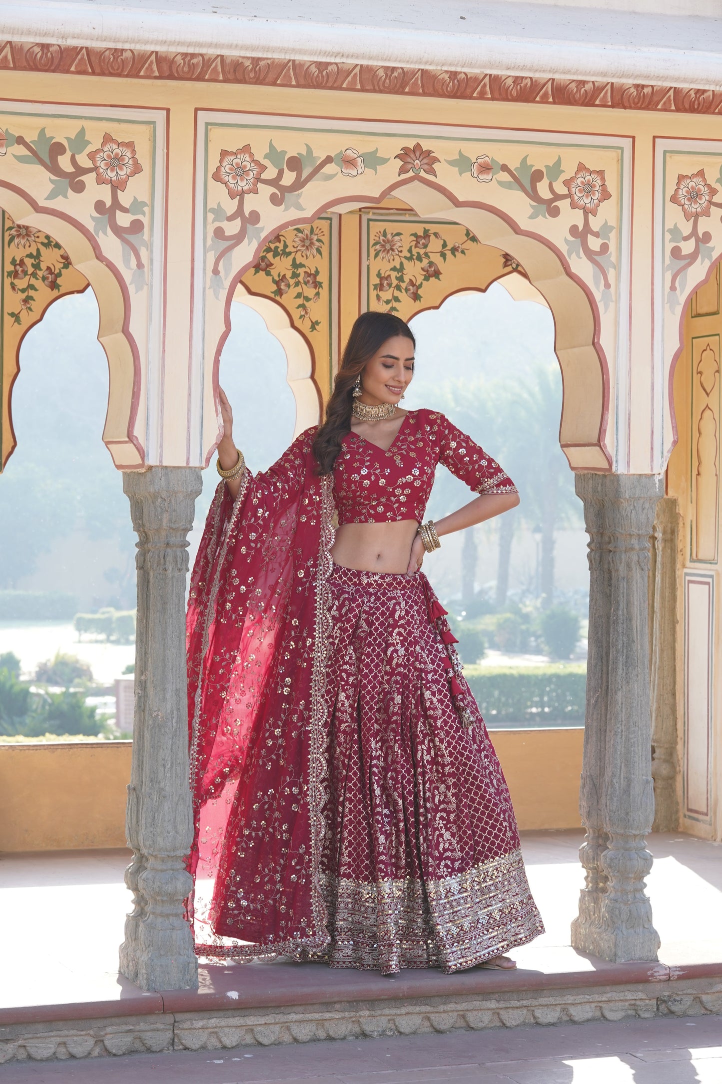 💕 Designer Pure Viscose Jacquard fabric Lehenga Choli & Dupatta Set💃🏻