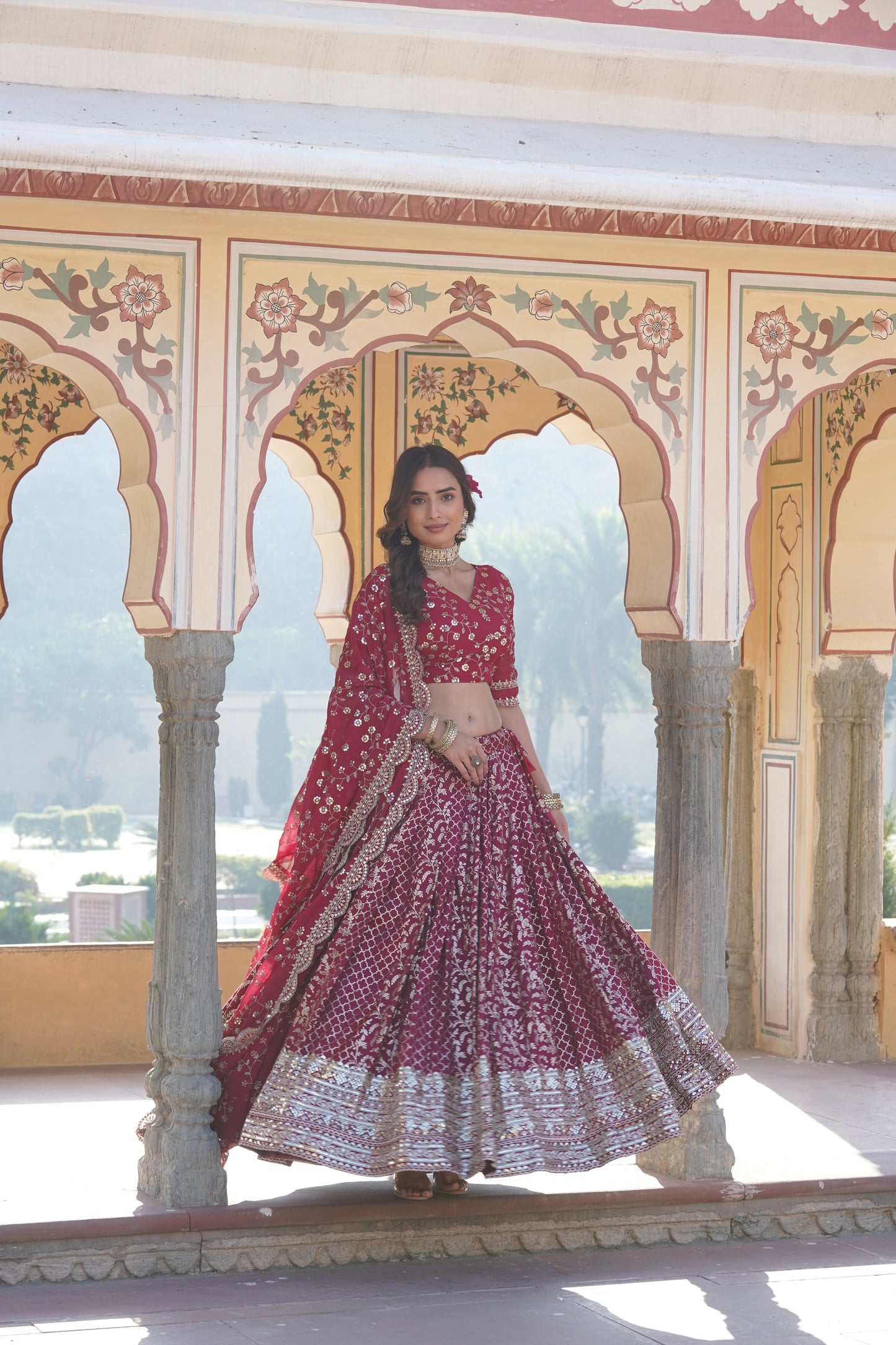 💕 Designer Pure Viscose Jacquard fabric Lehenga Choli & Dupatta Set💃🏻