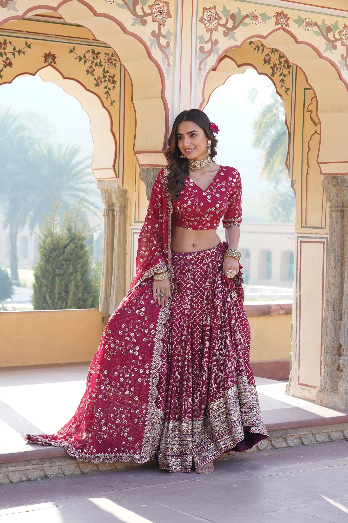 💕 Designer Pure Viscose Jacquard fabric Lehenga Choli & Dupatta Set💃🏻
