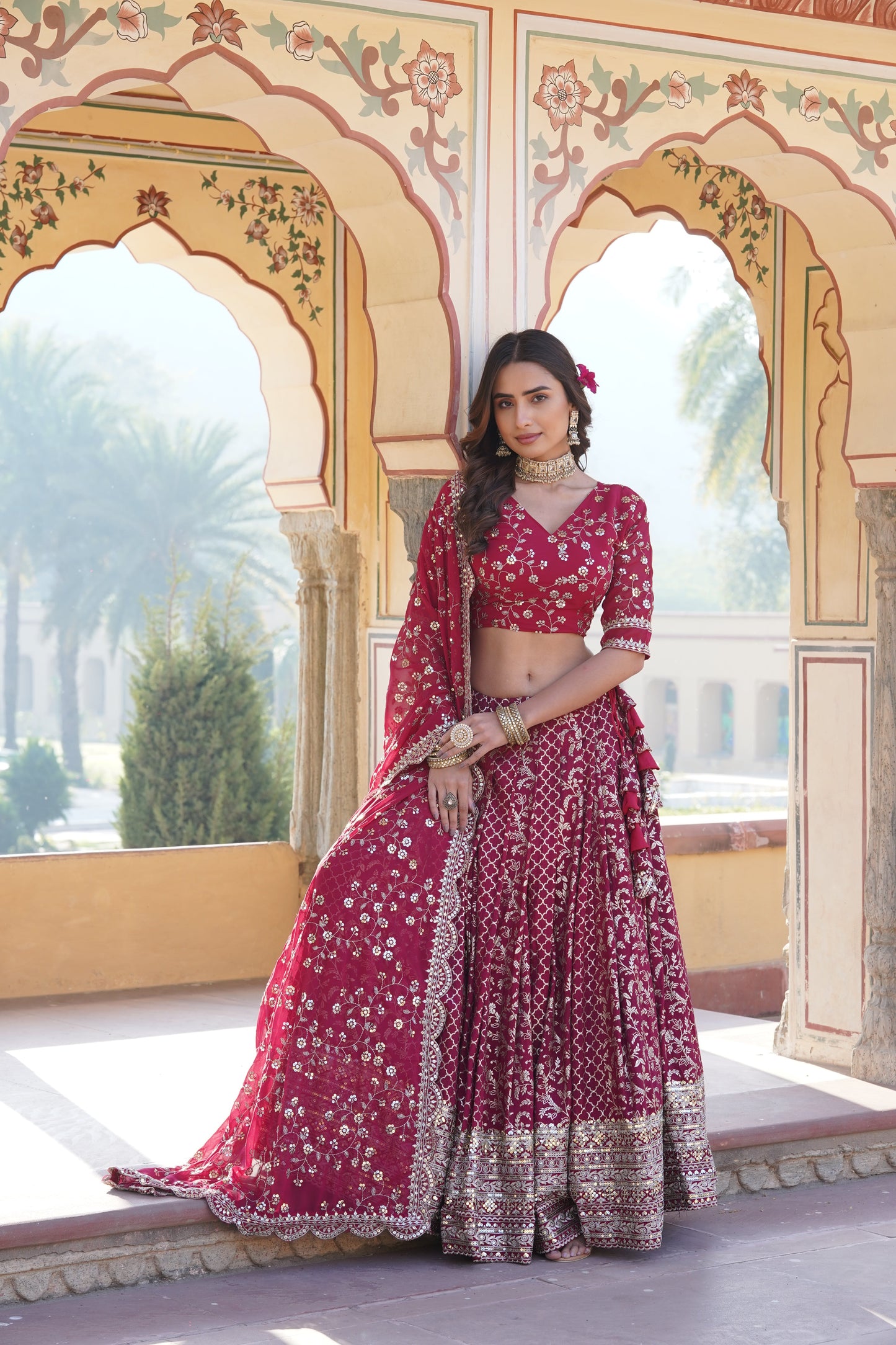 💕 Designer Pure Viscose Jacquard fabric Lehenga Choli & Dupatta Set💃🏻
