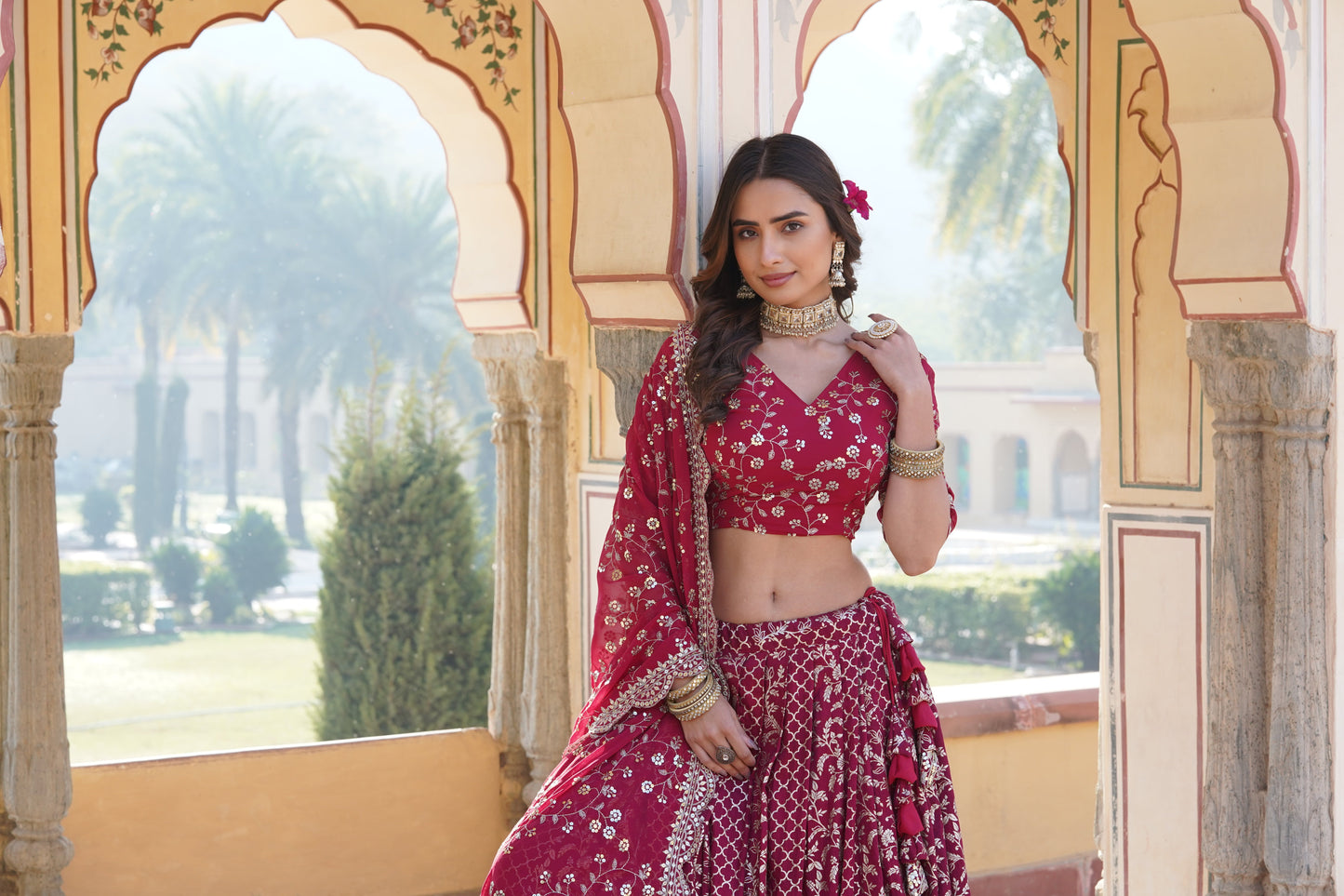 💕 Designer Pure Viscose Jacquard fabric Lehenga Choli & Dupatta Set💃🏻