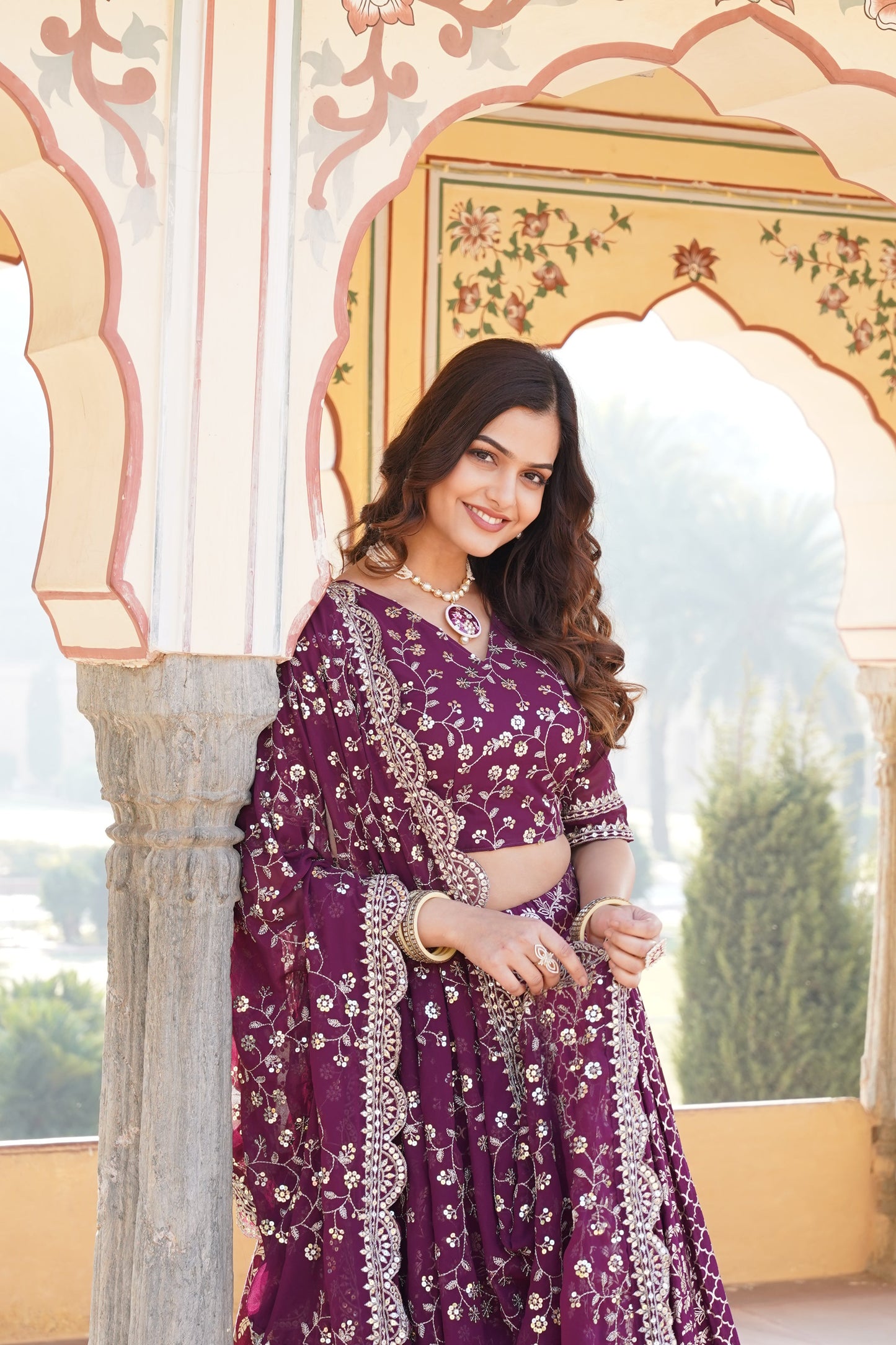 💕 Designer Pure Viscose Jacquard fabric Lehenga Choli & Dupatta Set💃🏻
