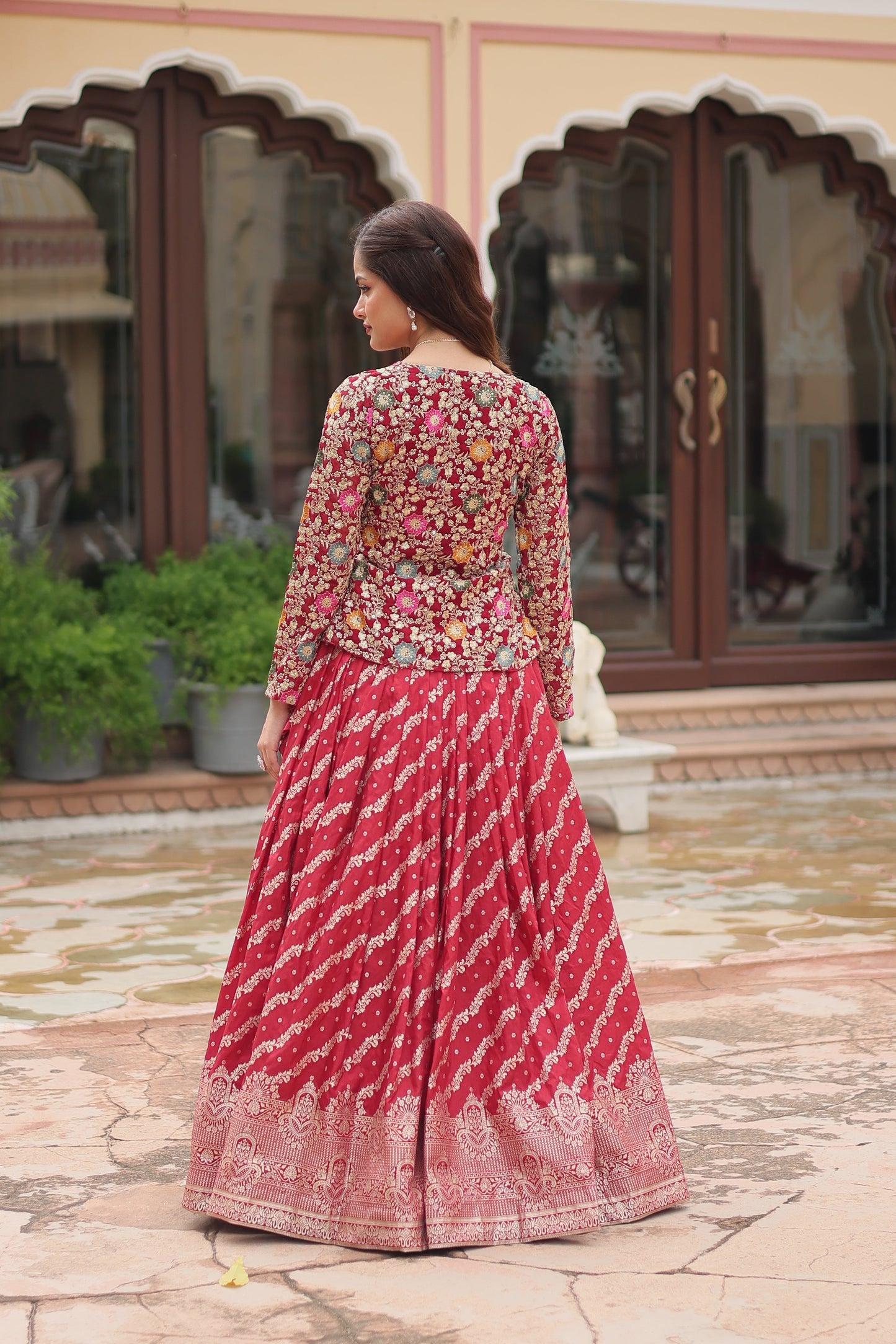 Embroidered Georgette Lehenga with Sequin & Thread Work – Includes Blouse & Dupatta
