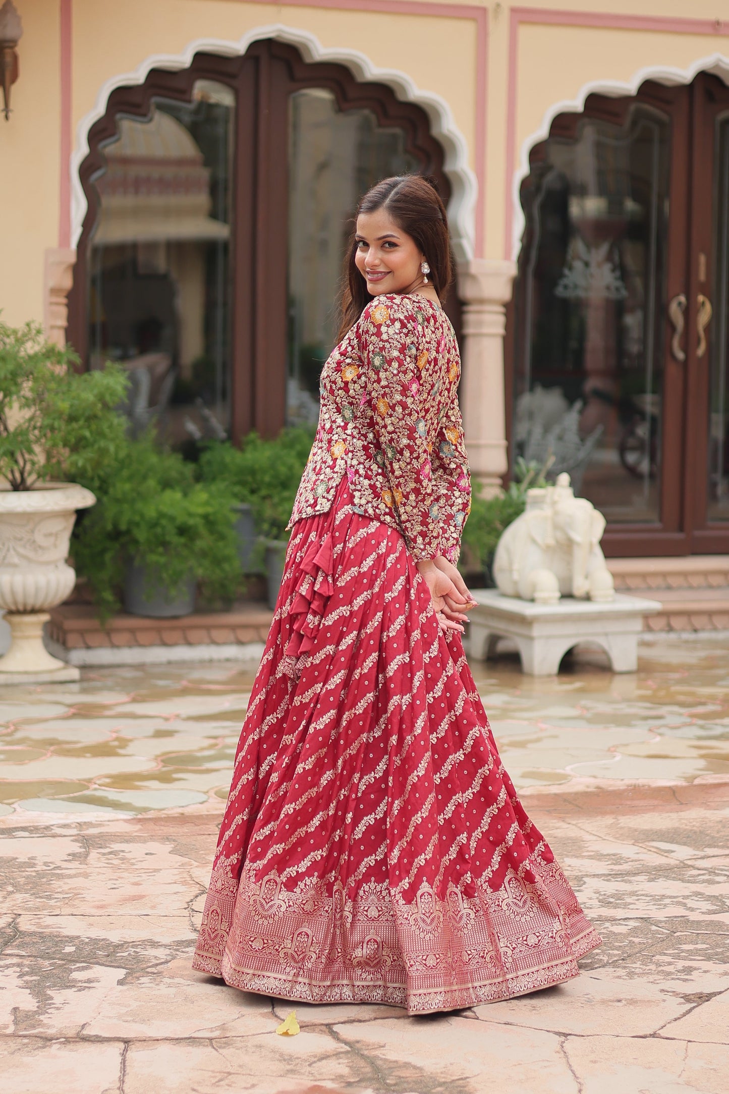 Embroidered Georgette Lehenga with Sequin & Thread Work – Includes Blouse & Dupatta