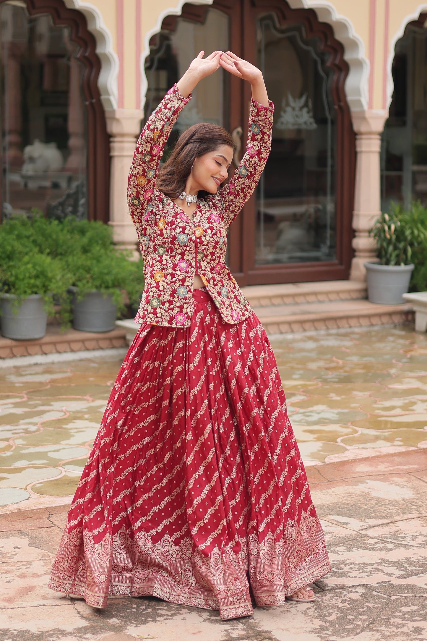 Embroidered Georgette Lehenga with Sequin & Thread Work – Includes Blouse & Dupatta