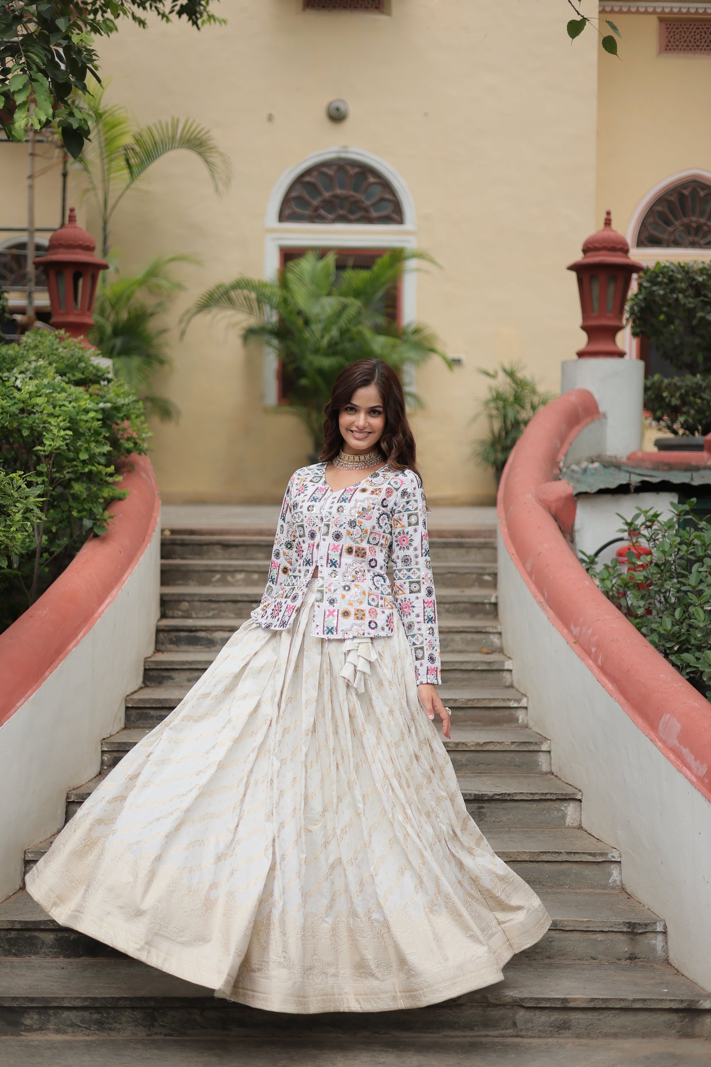 Fully Flared Georgette Lehenga with Rich Embroidery, Blouse & Dupatta Set