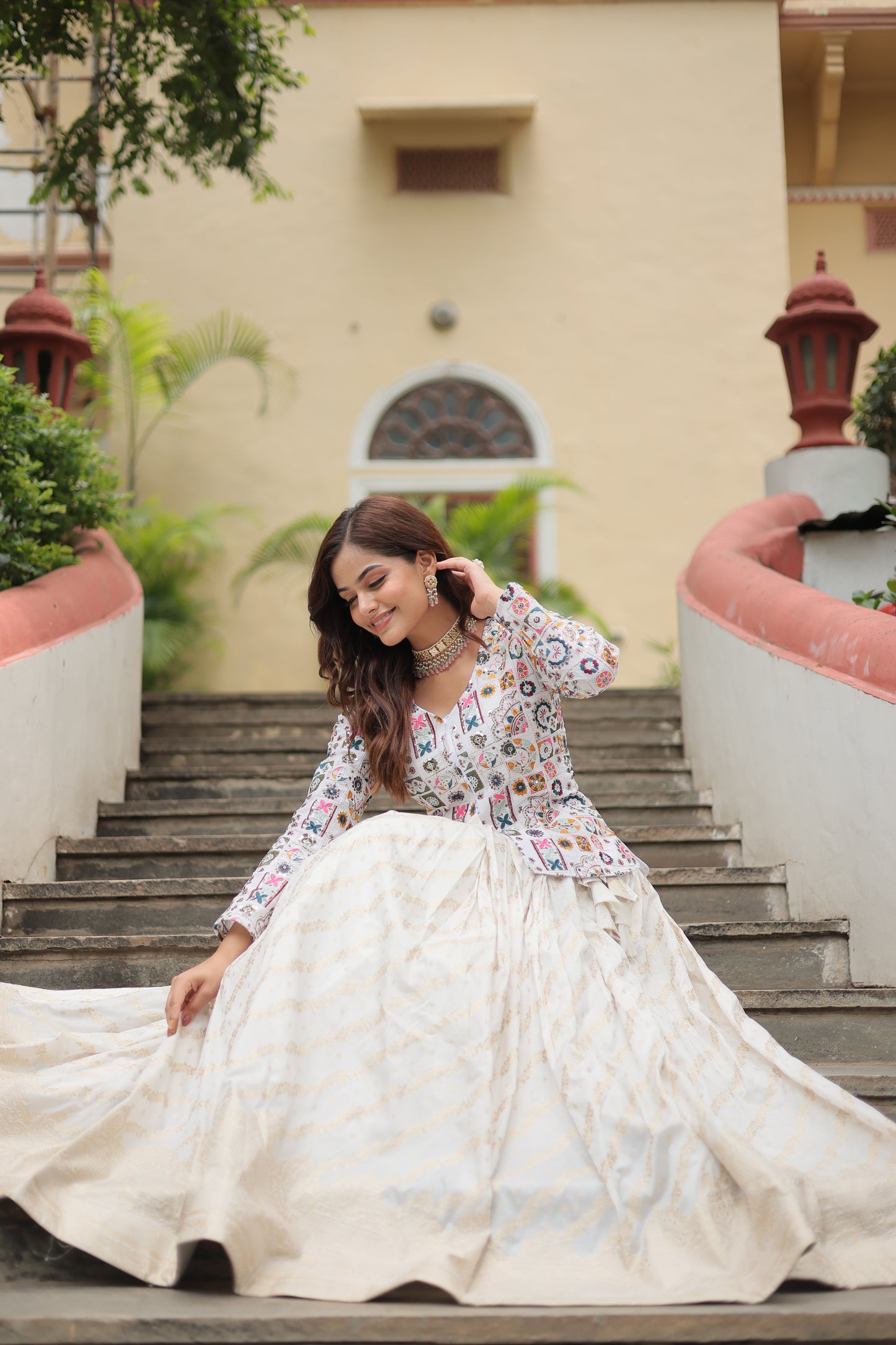 Fully Flared Georgette Lehenga with Rich Embroidery, Blouse & Dupatta Set