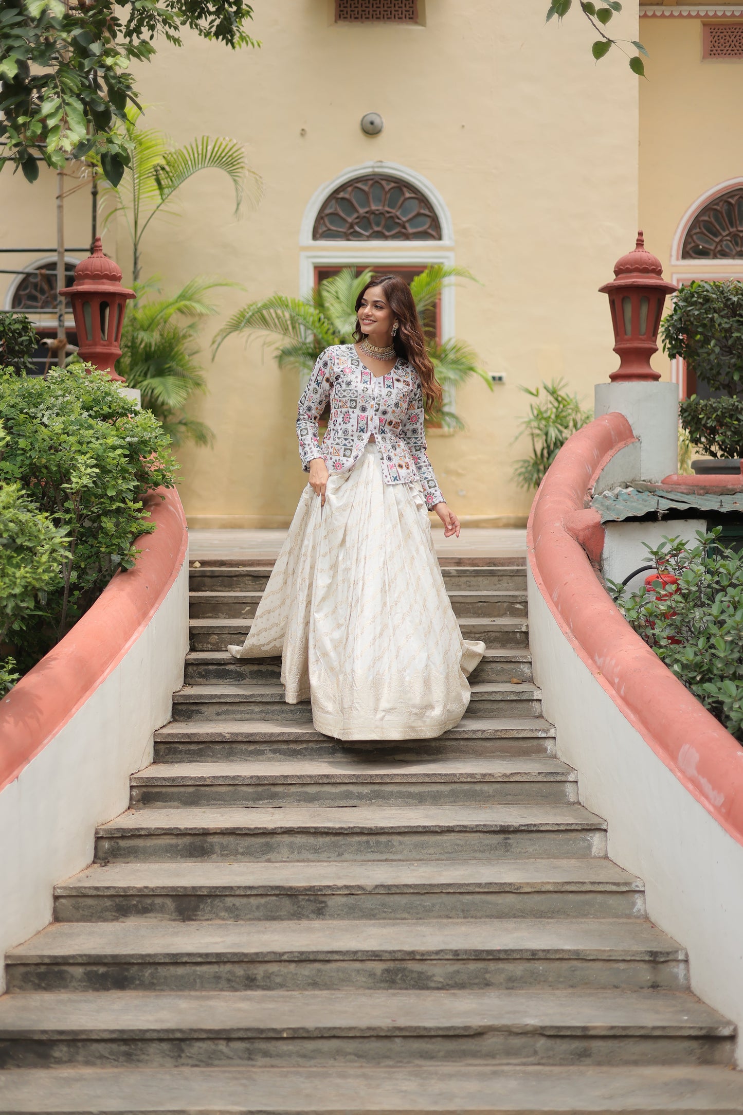 Fully Flared Georgette Lehenga with Rich Embroidery, Blouse & Dupatta Set