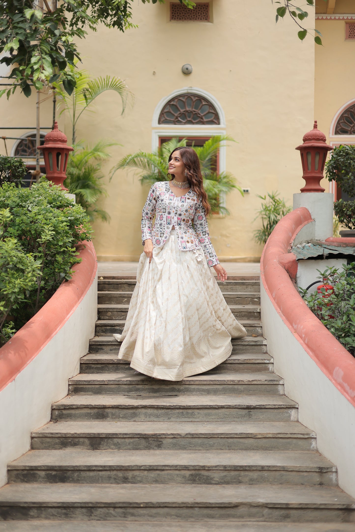 Fully Flared Georgette Lehenga with Rich Embroidery, Blouse & Dupatta Set