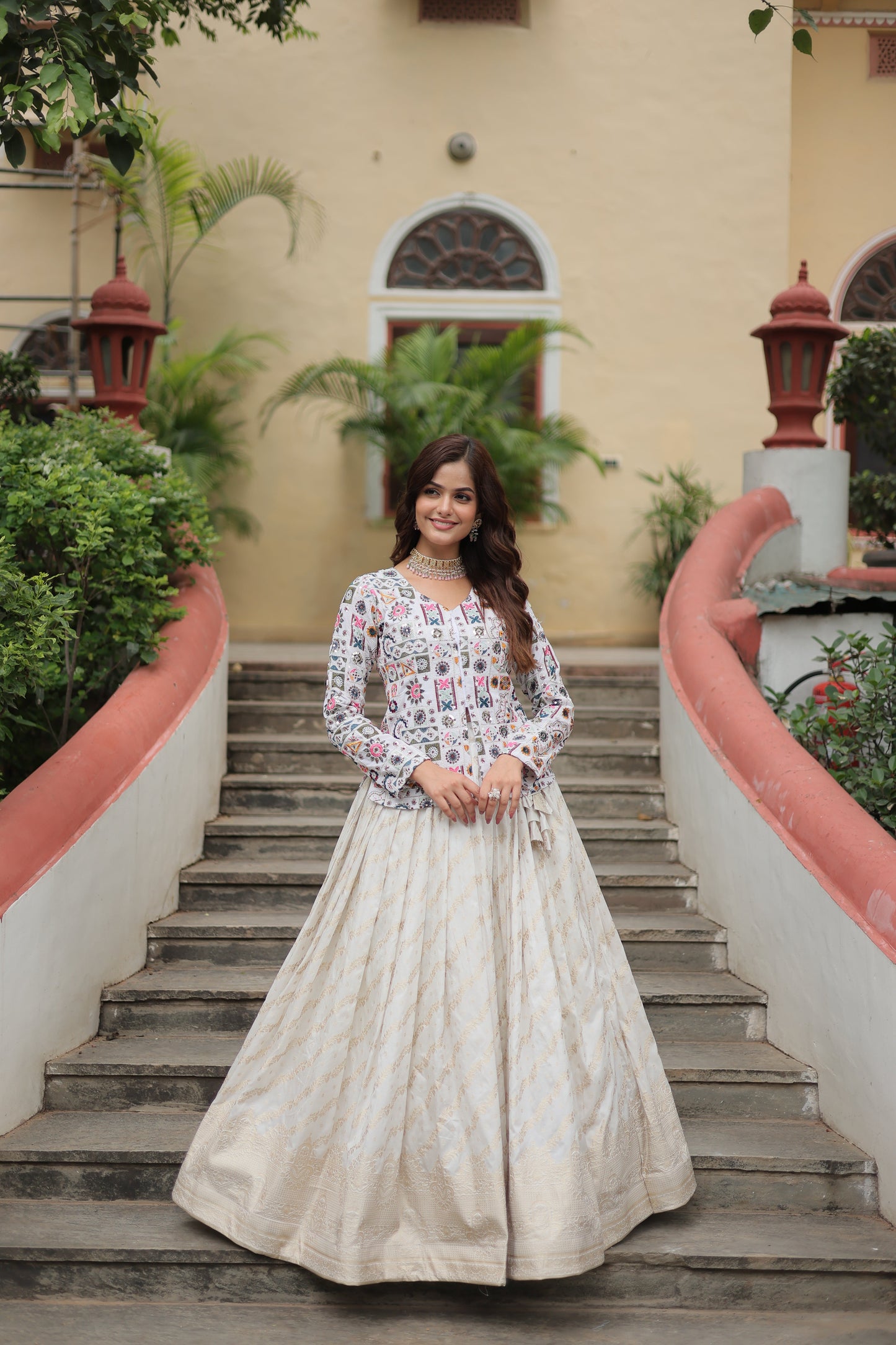 Fully Flared Georgette Lehenga with Rich Embroidery, Blouse & Dupatta Set