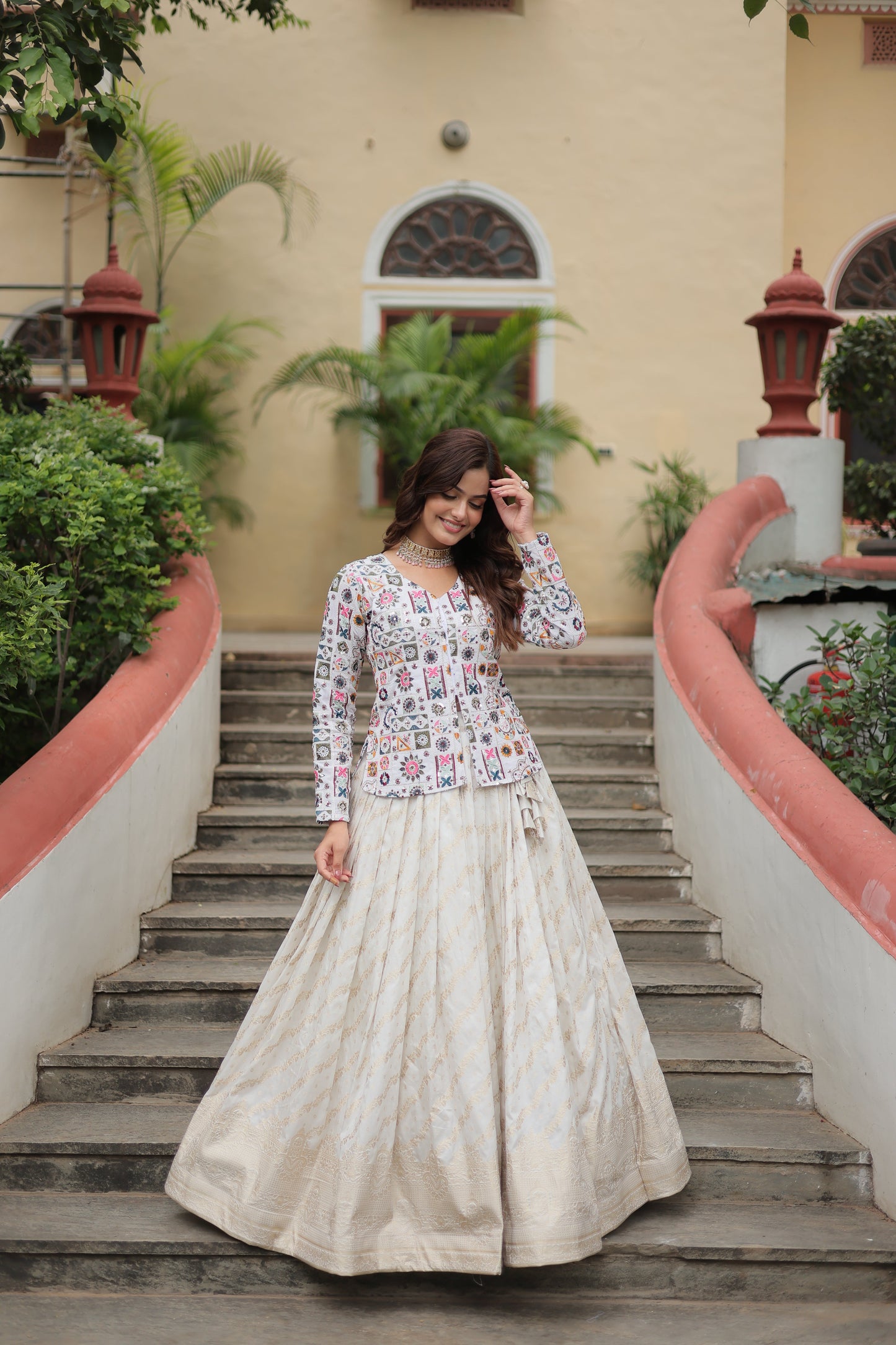 Fully Flared Georgette Lehenga with Rich Embroidery, Blouse & Dupatta Set