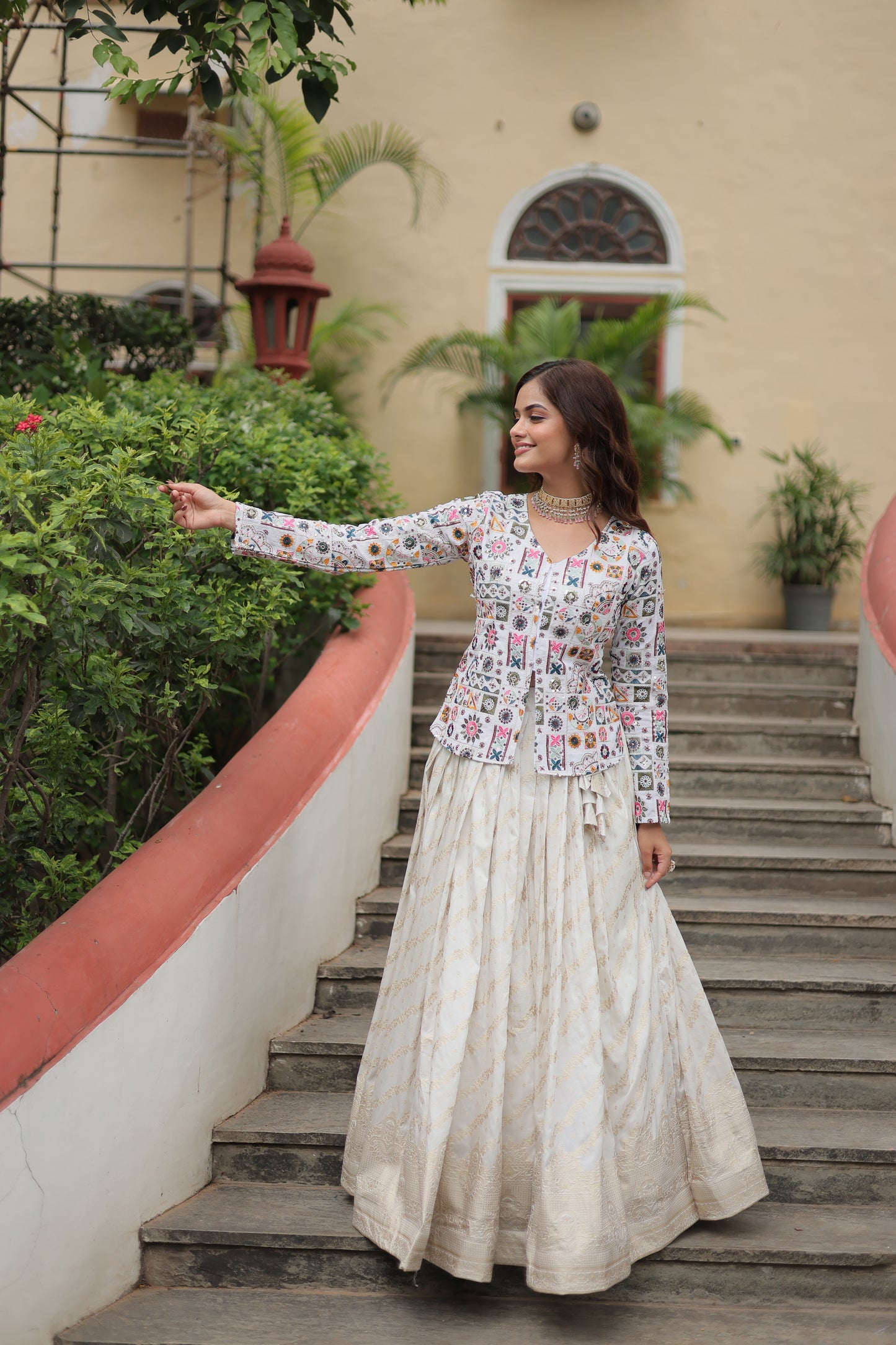 Fully Flared Georgette Lehenga with Rich Embroidery, Blouse & Dupatta Set