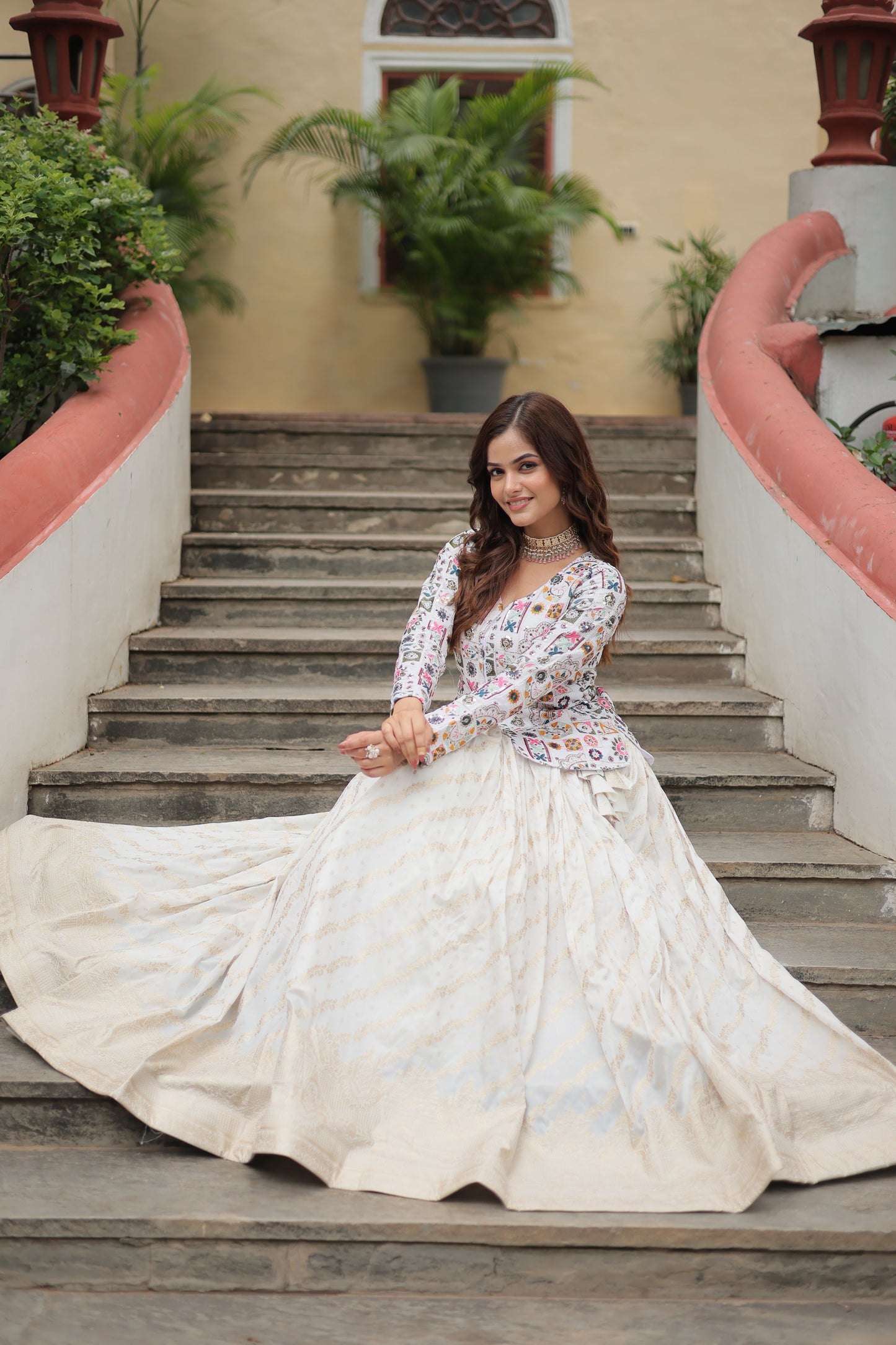 Fully Flared Georgette Lehenga with Rich Embroidery, Blouse & Dupatta Set