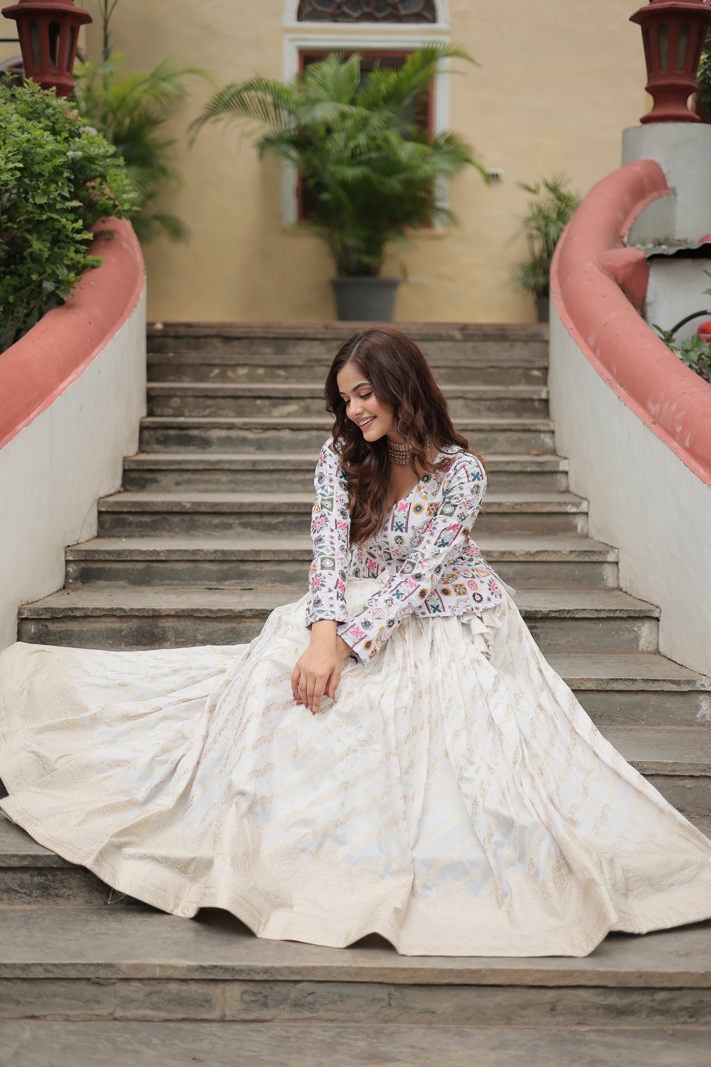 Fully Flared Georgette Lehenga with Rich Embroidery, Blouse & Dupatta Set