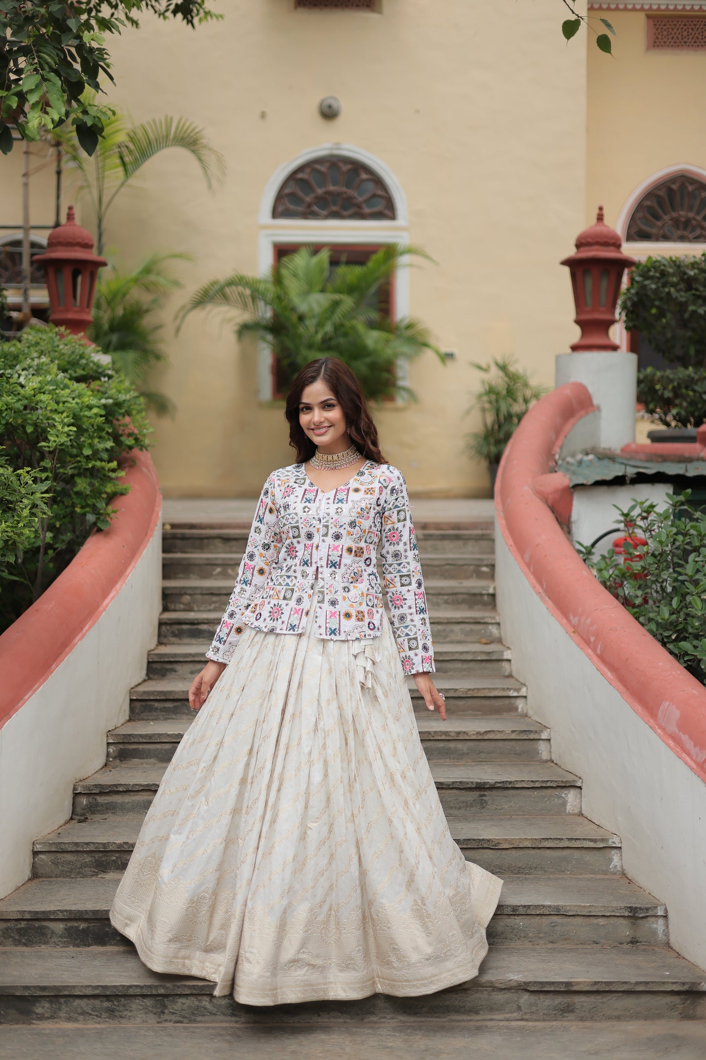 Fully Flared Georgette Lehenga with Rich Embroidery, Blouse & Dupatta Set