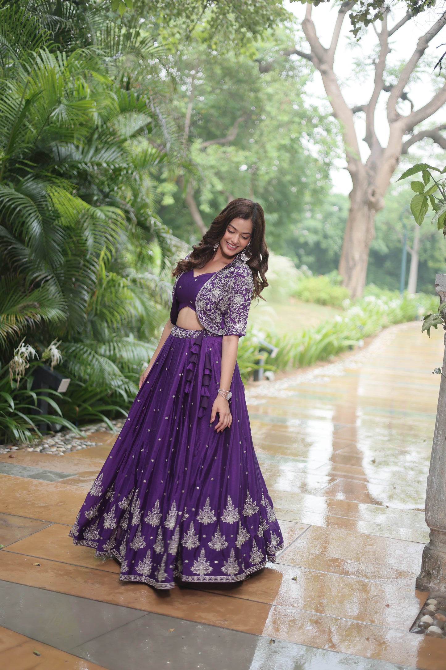 Designer Embroidered Georgette Lehenga Set with Sequins and Dupatta