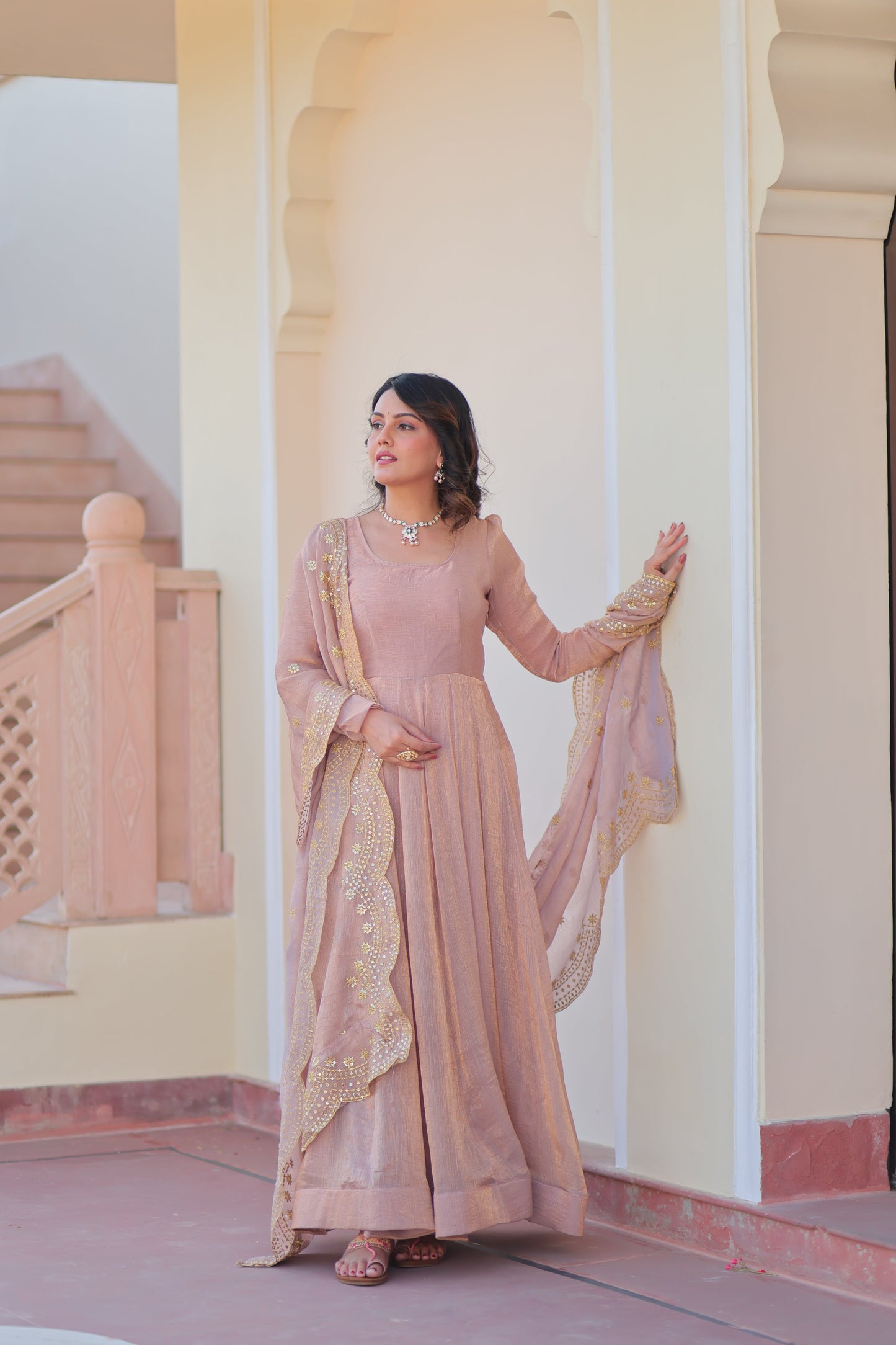 🤳🏻 PREMIUM READYMADE GOWN-DUPATTA COLLECTIONS 2025 💃🏻 💗 Fendy Chiffon gown with Sequins-Multi Embroidered Work Dupatta, it Designed to flatter all body types, gowns for women combine the best parts of western and Indian wear into one stunning ensemble. 💝