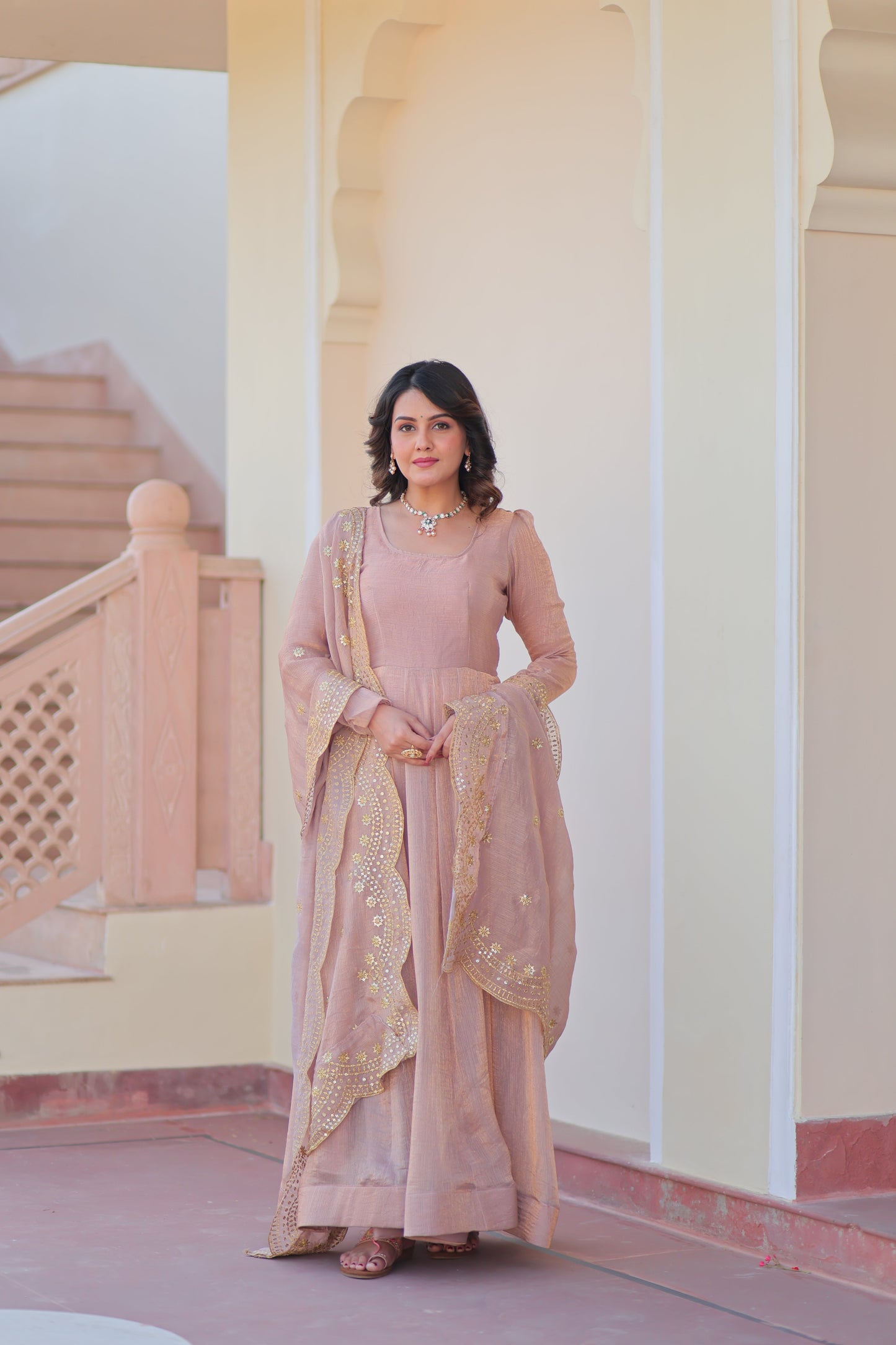 🤳🏻 PREMIUM READYMADE GOWN-DUPATTA COLLECTIONS 2025 💃🏻 💗 Fendy Chiffon gown with Sequins-Multi Embroidered Work Dupatta, it Designed to flatter all body types, gowns for women combine the best parts of western and Indian wear into one stunning ensemble. 💝