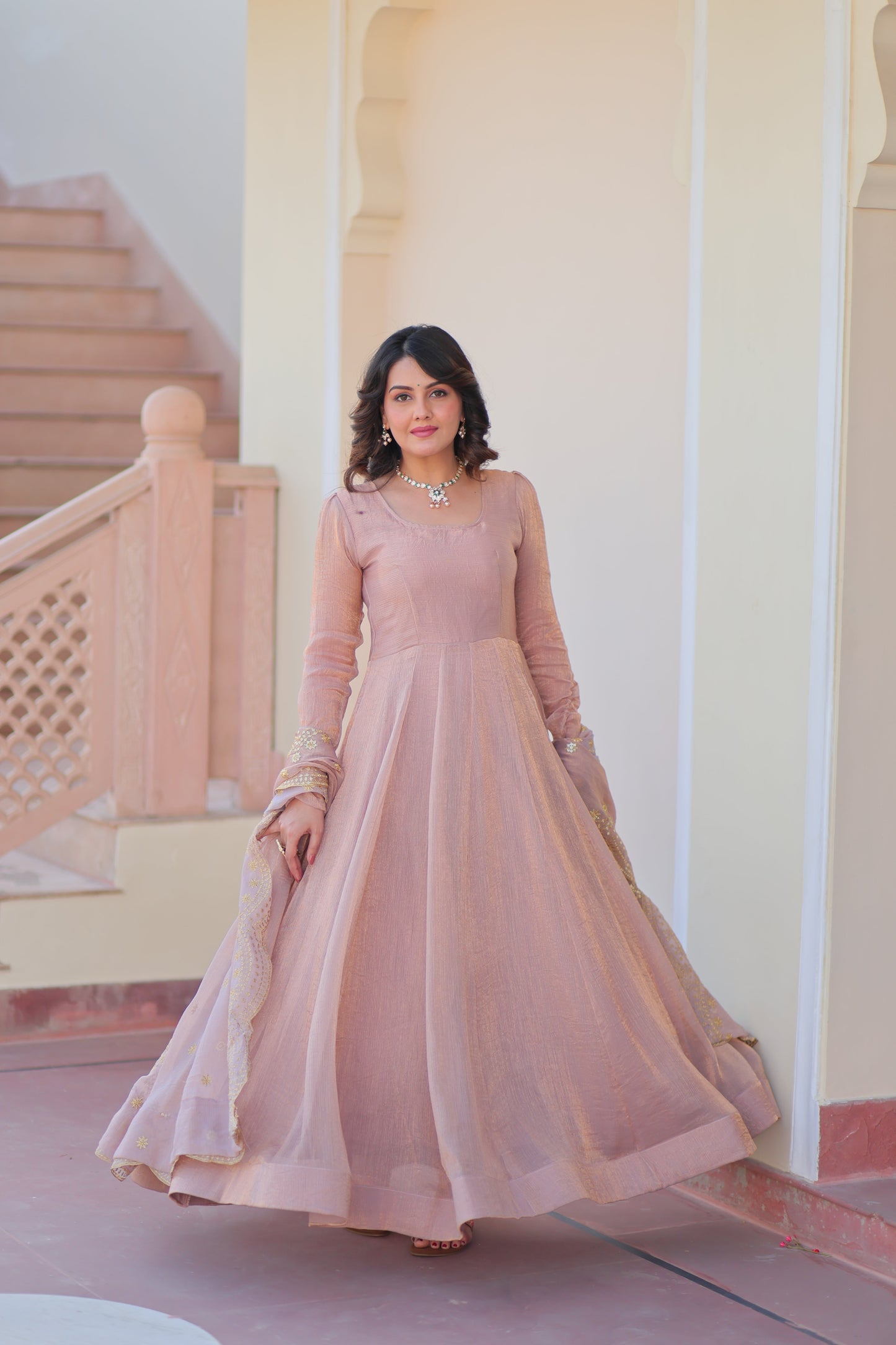 🤳🏻 PREMIUM READYMADE GOWN-DUPATTA COLLECTIONS 2025 💃🏻 💗 Fendy Chiffon gown with Sequins-Multi Embroidered Work Dupatta, it Designed to flatter all body types, gowns for women combine the best parts of western and Indian wear into one stunning ensemble. 💝