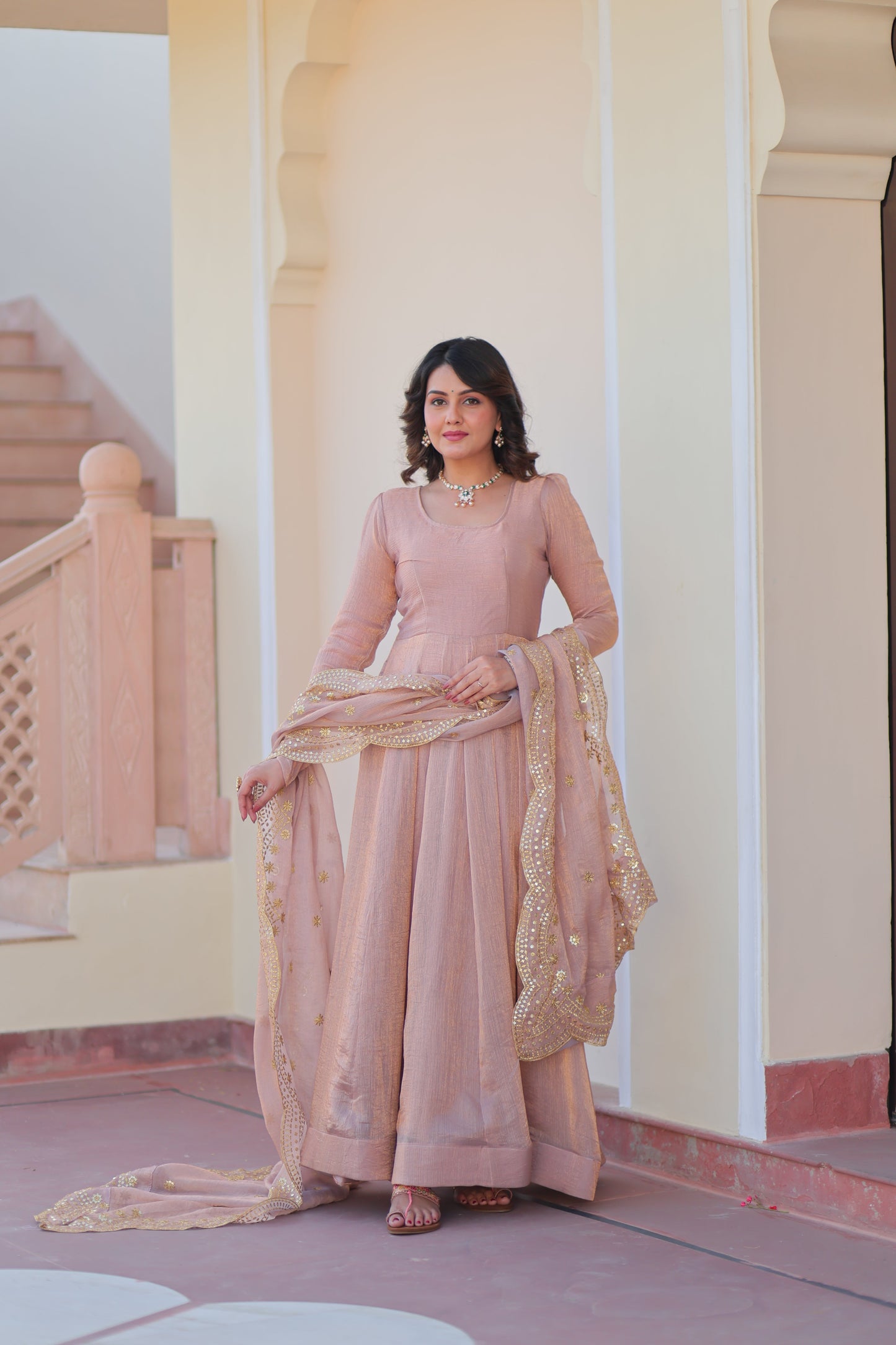 🤳🏻 PREMIUM READYMADE GOWN-DUPATTA COLLECTIONS 2025 💃🏻 💗 Fendy Chiffon gown with Sequins-Multi Embroidered Work Dupatta, it Designed to flatter all body types, gowns for women combine the best parts of western and Indian wear into one stunning ensemble. 💝