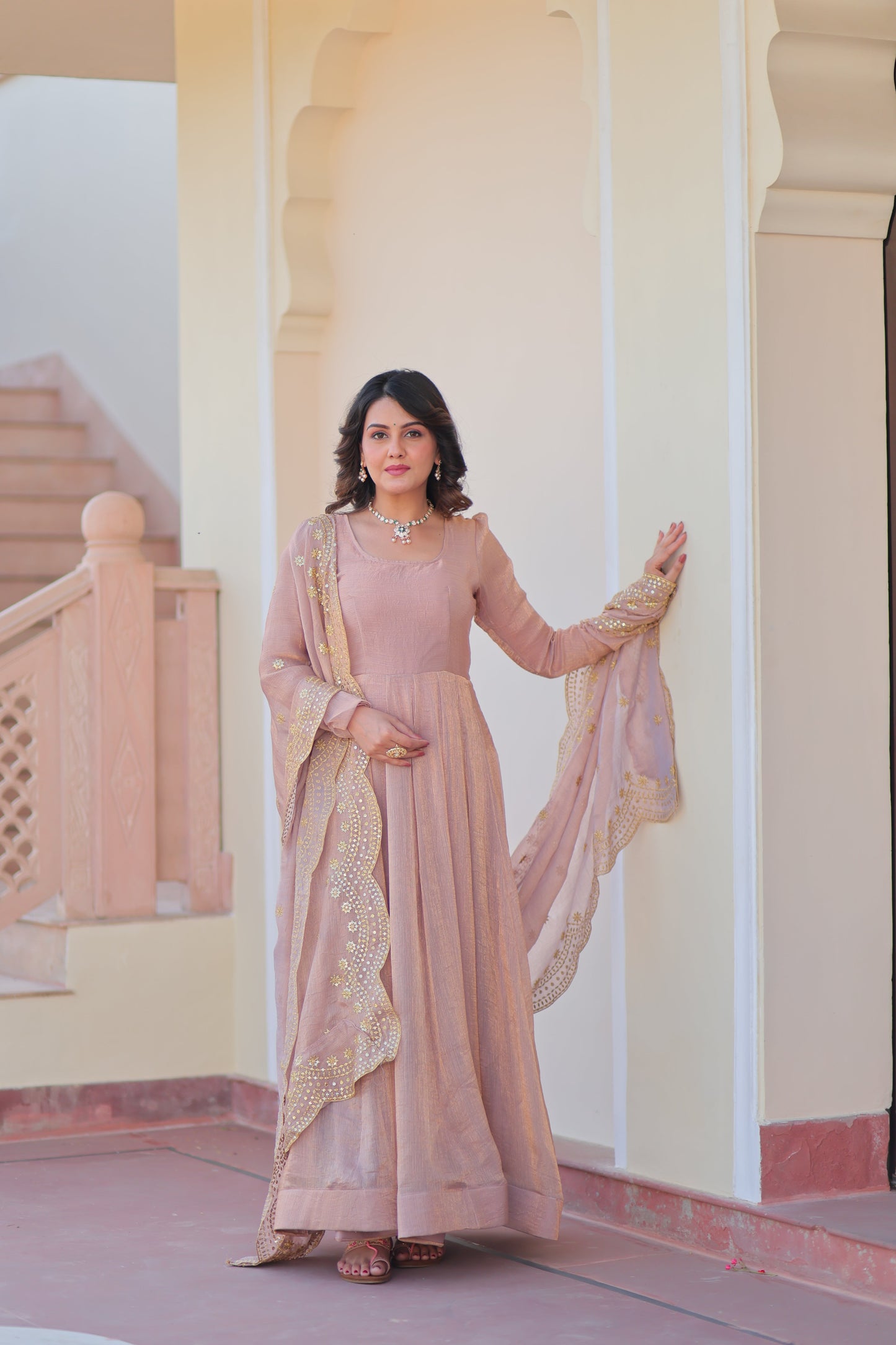 🤳🏻 PREMIUM READYMADE GOWN-DUPATTA COLLECTIONS 2025 💃🏻 💗 Fendy Chiffon gown with Sequins-Multi Embroidered Work Dupatta, it Designed to flatter all body types, gowns for women combine the best parts of western and Indian wear into one stunning ensemble. 💝